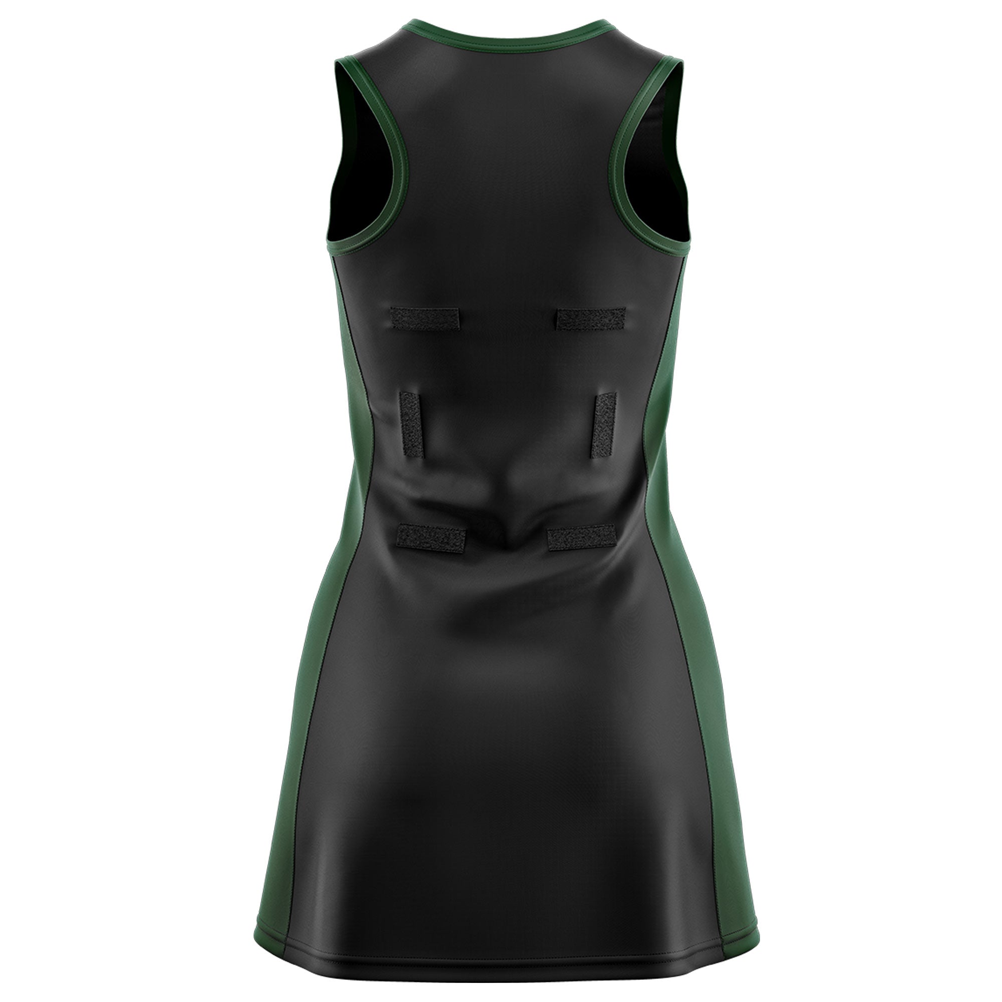 Custom Black Hunter Green Color Block Two Tone Netball Dresses