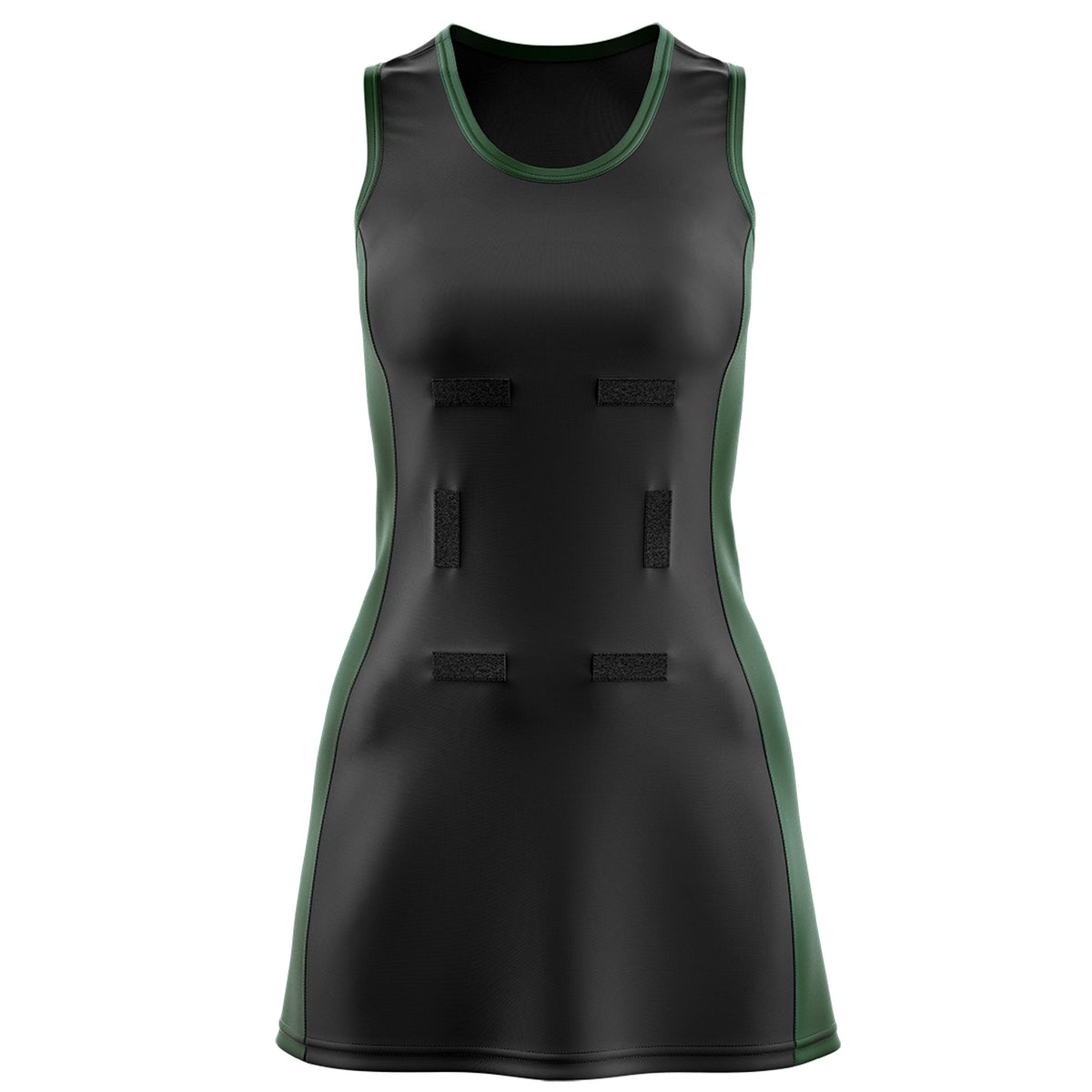 Custom Black Hunter Green Color Block Two Tone Netball Dresses