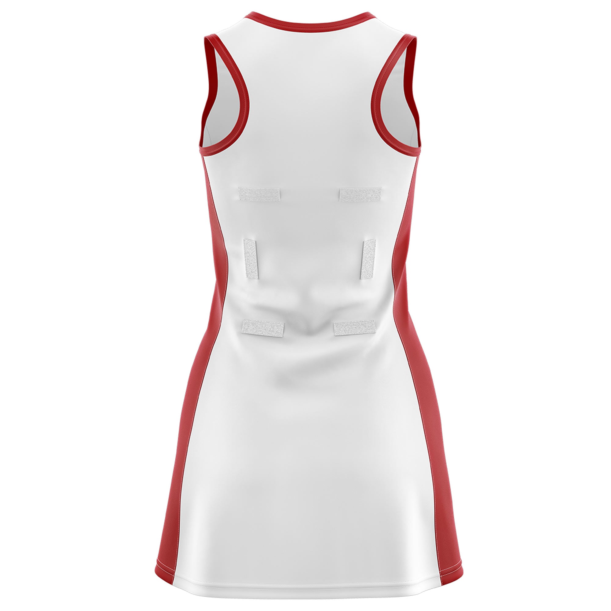 Custom White Red Color Block Two Tone Netball Dresses