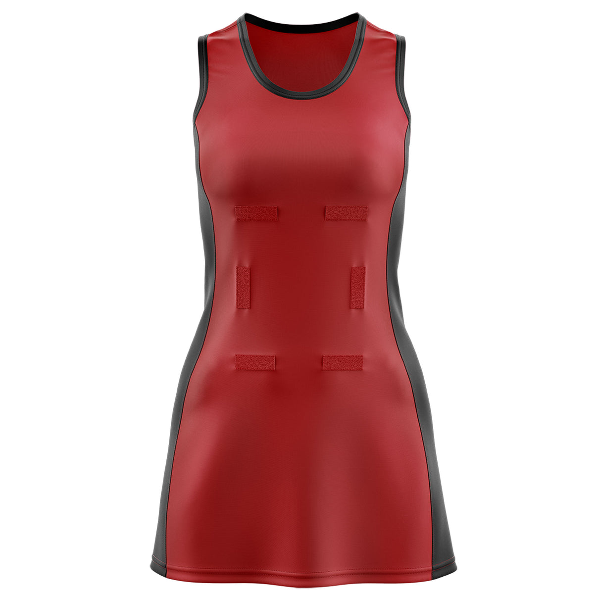 Custom Red Black Color Block Two Tone Netball Dresses