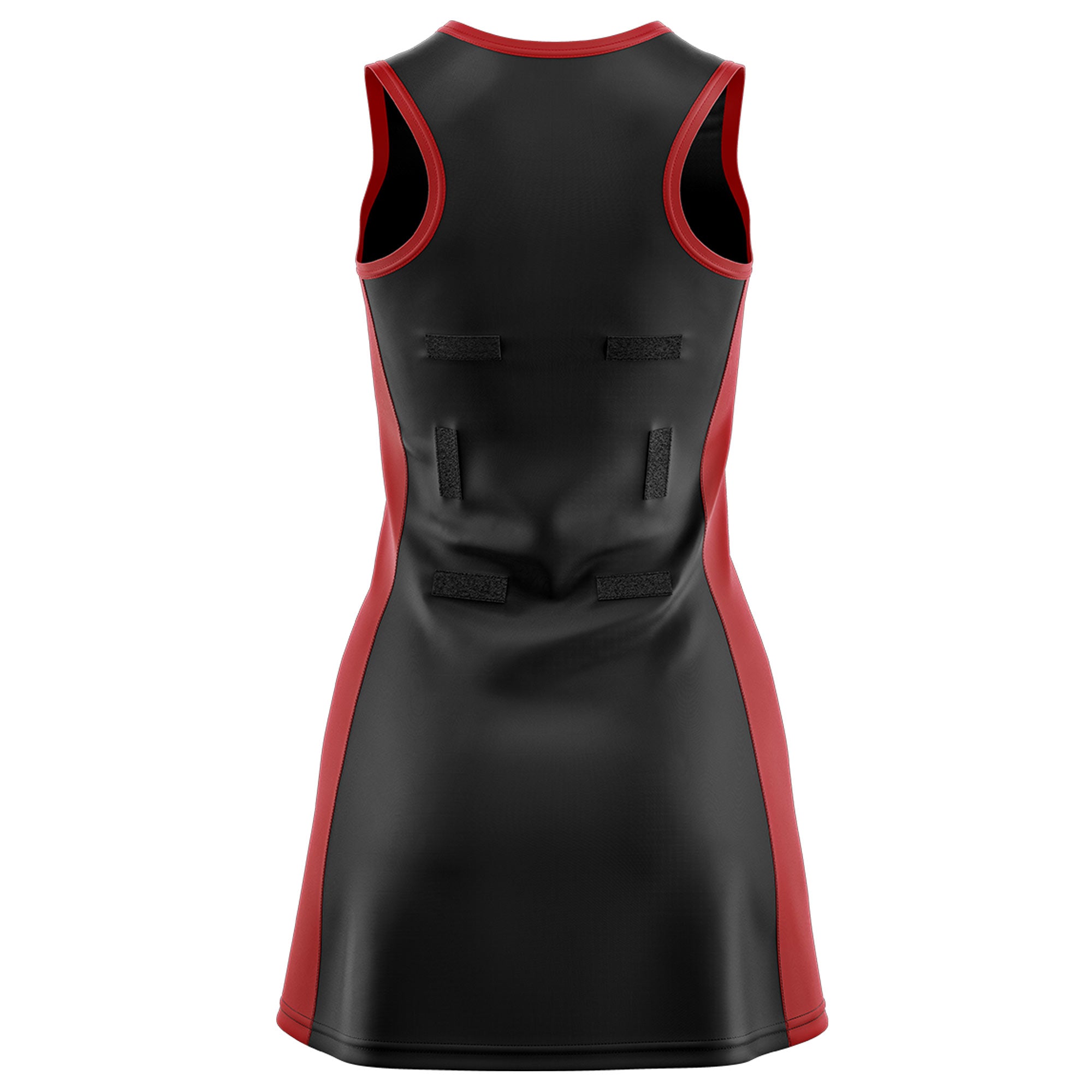Custom Black Red Color Block Two Tone Netball Dresses