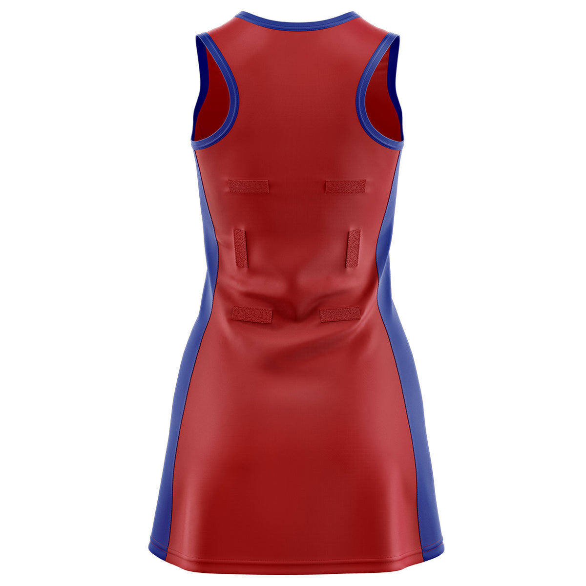 Custom Red Royal Blue Color Block Two Tone Netball Dresses