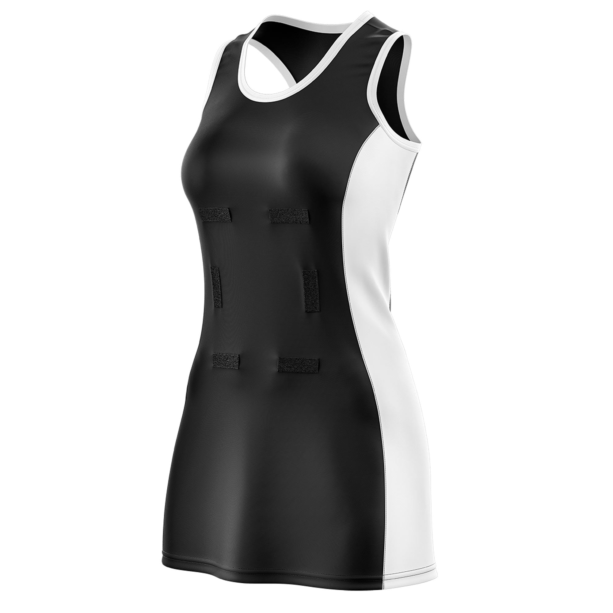 Custom Black White Color Block Two Tone Netball Dresses