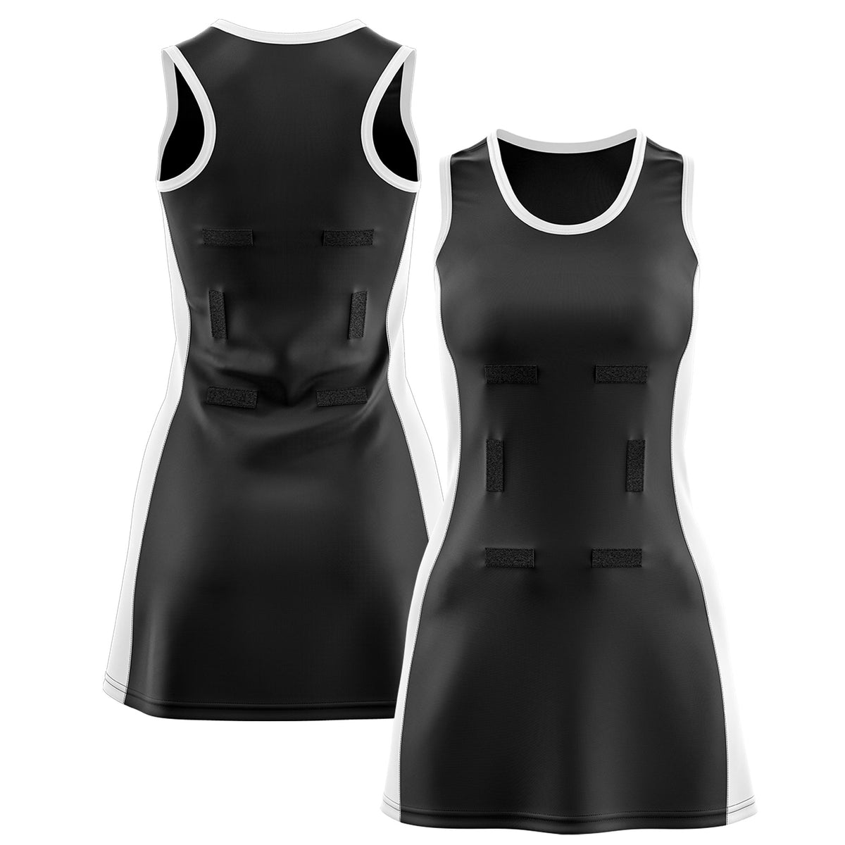 Custom Black White Color Block Two Tone Netball Dresses