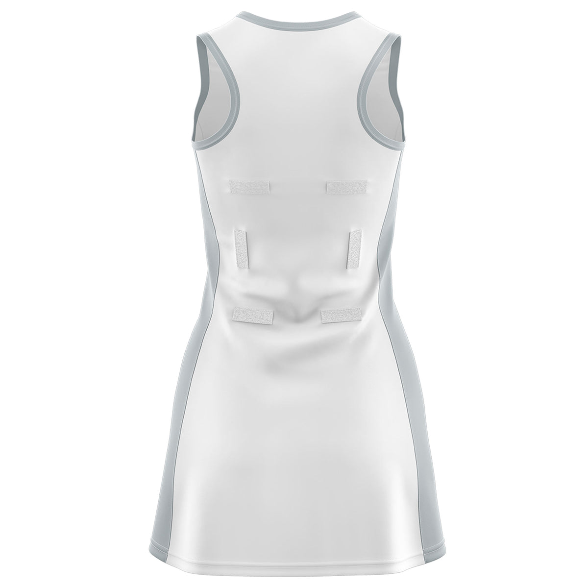 Custom White Silver Color Block Two Tone Netball Dresses