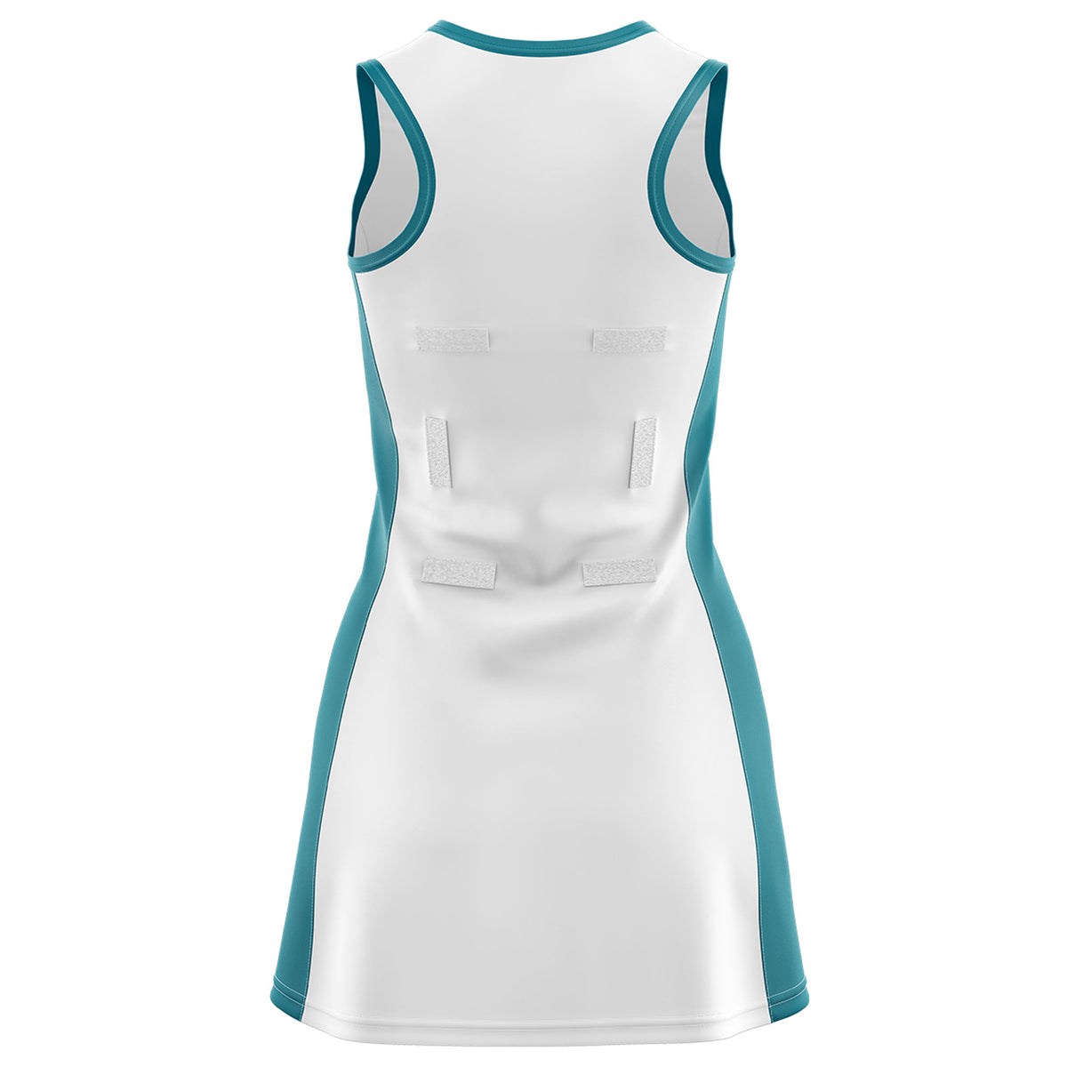 Custom White Teal Color Block Two Tone Netball Dresses