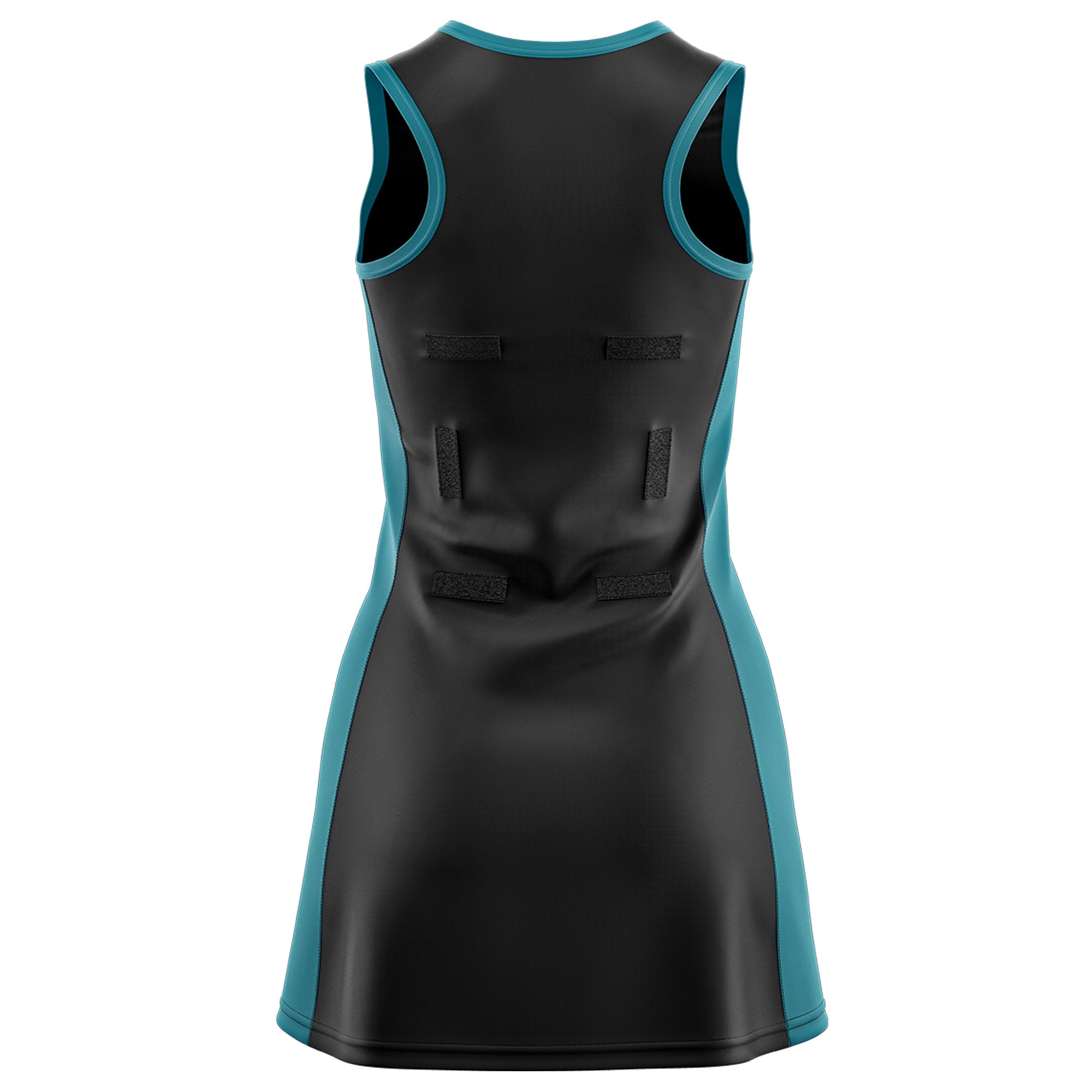 Custom Black Teal Color Block Two Tone Netball Dresses