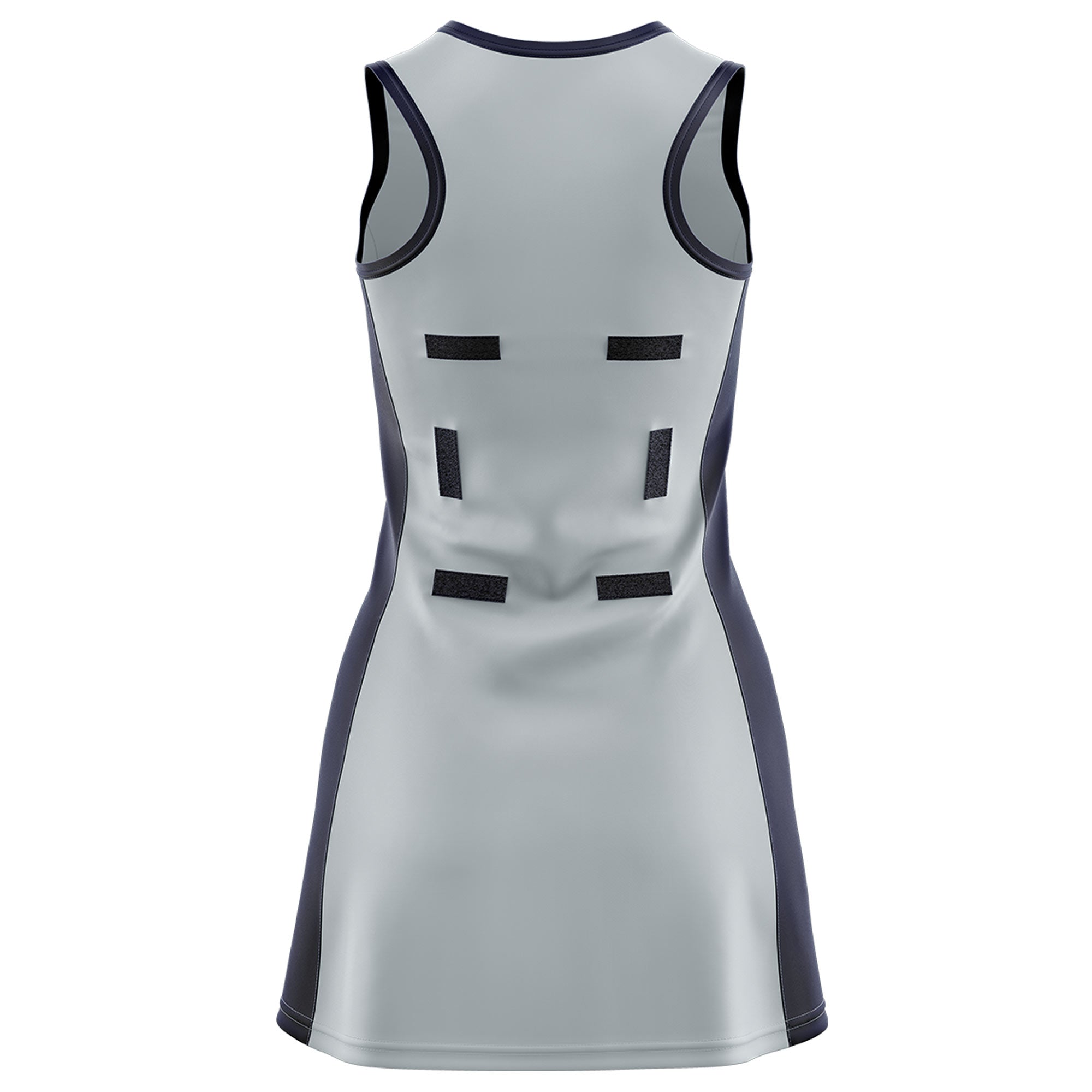 Custom Silver Navy Color Block Two Tone Netball Dresses