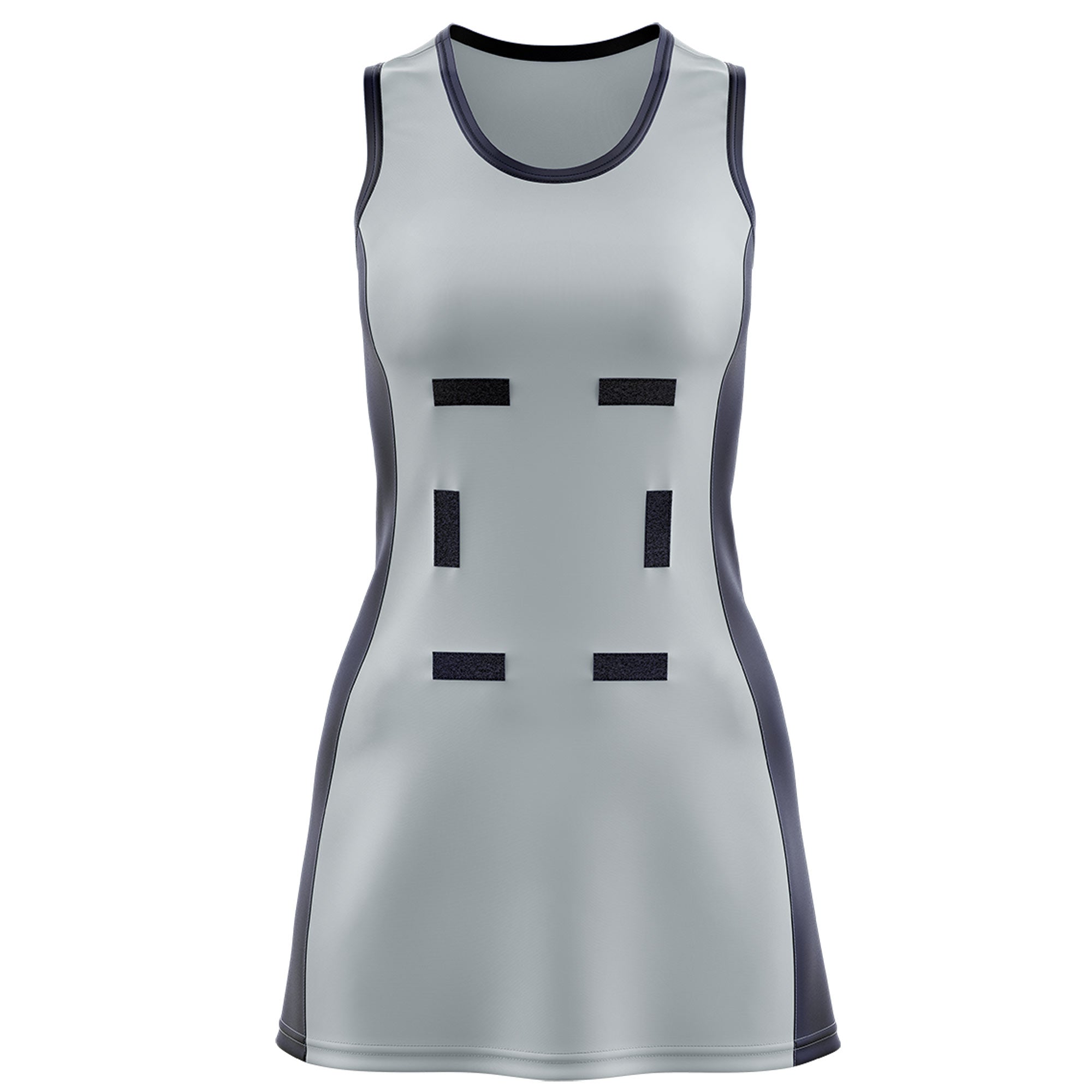 Custom Silver Navy Color Block Two Tone Netball Dresses