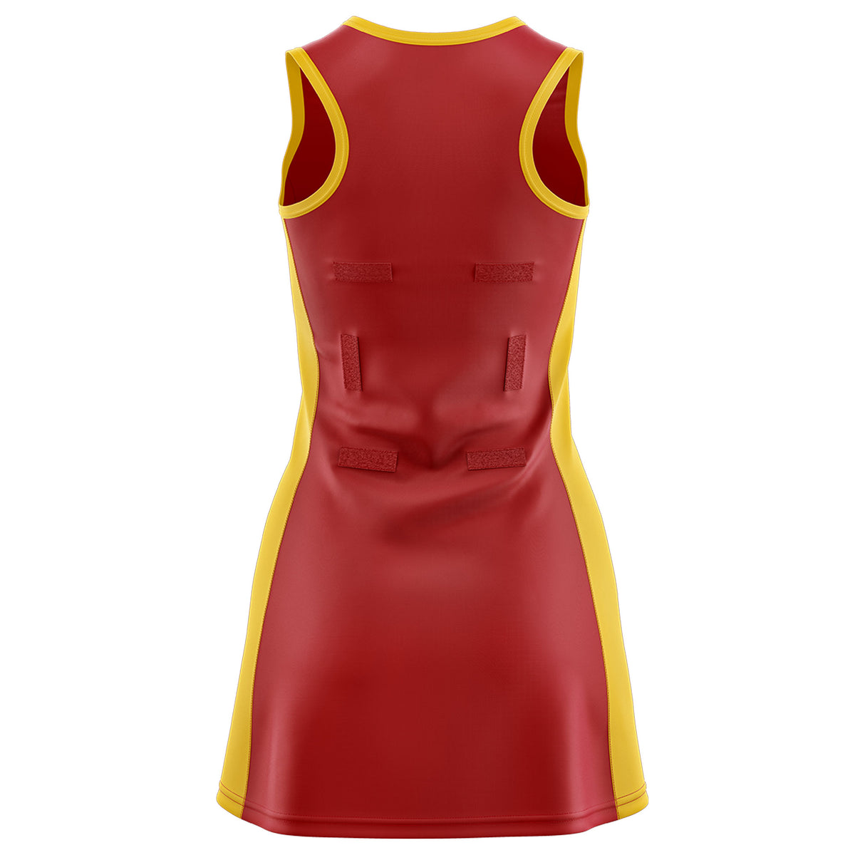 Custom Red Gold Color Block Two Tone Netball Dresses