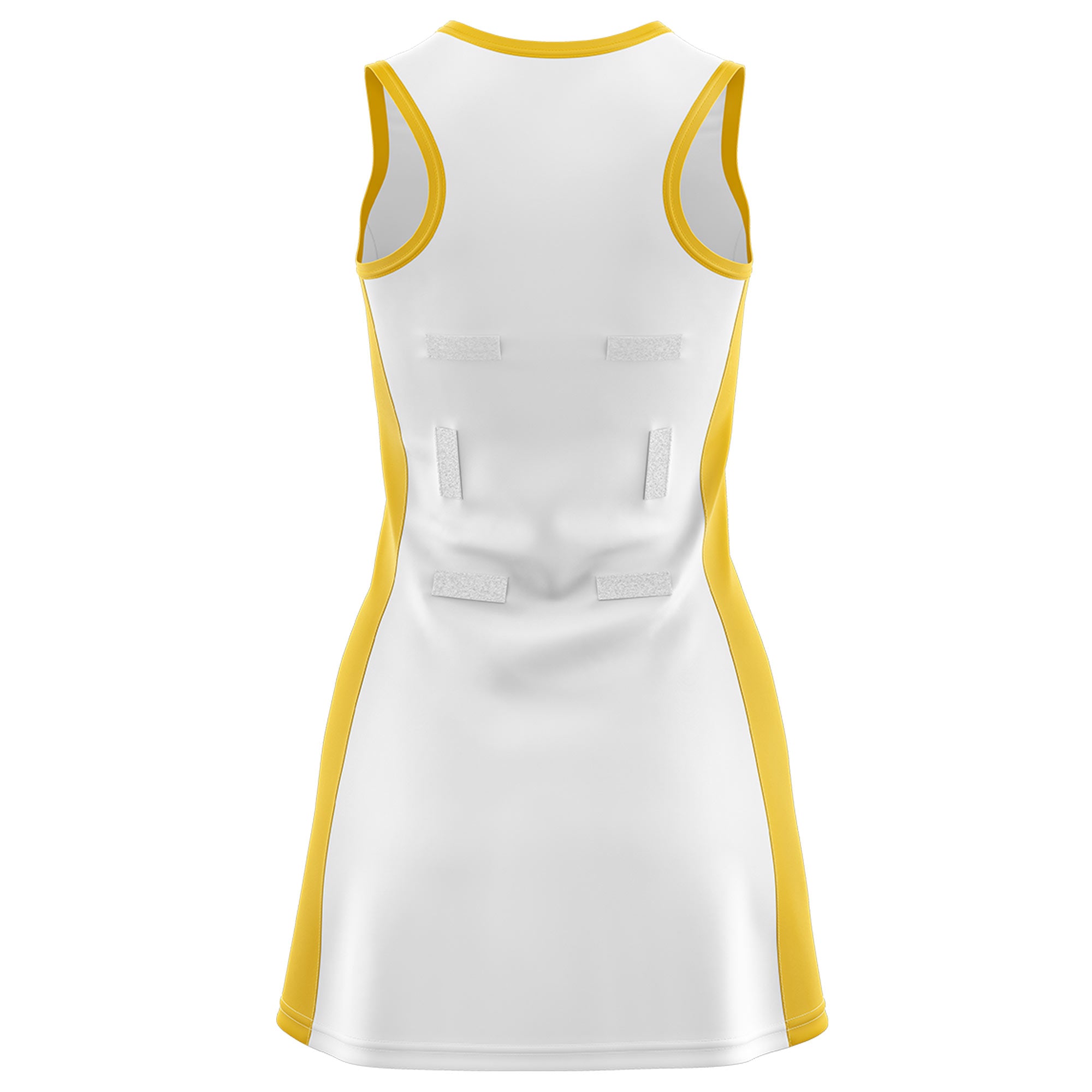 Custom White Gold Color Block Two Tone Netball Dresses
