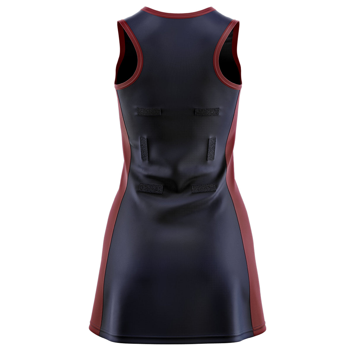 Custom Navy Maroon Color Block Two Tone Netball Dresses