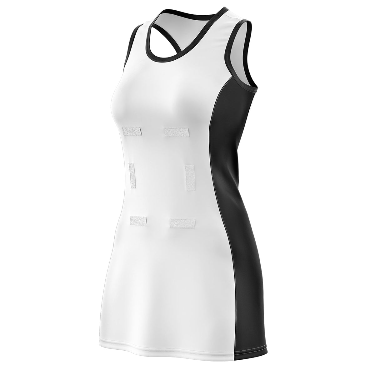 Custom White Black Color Block Two Tone Netball Dresses