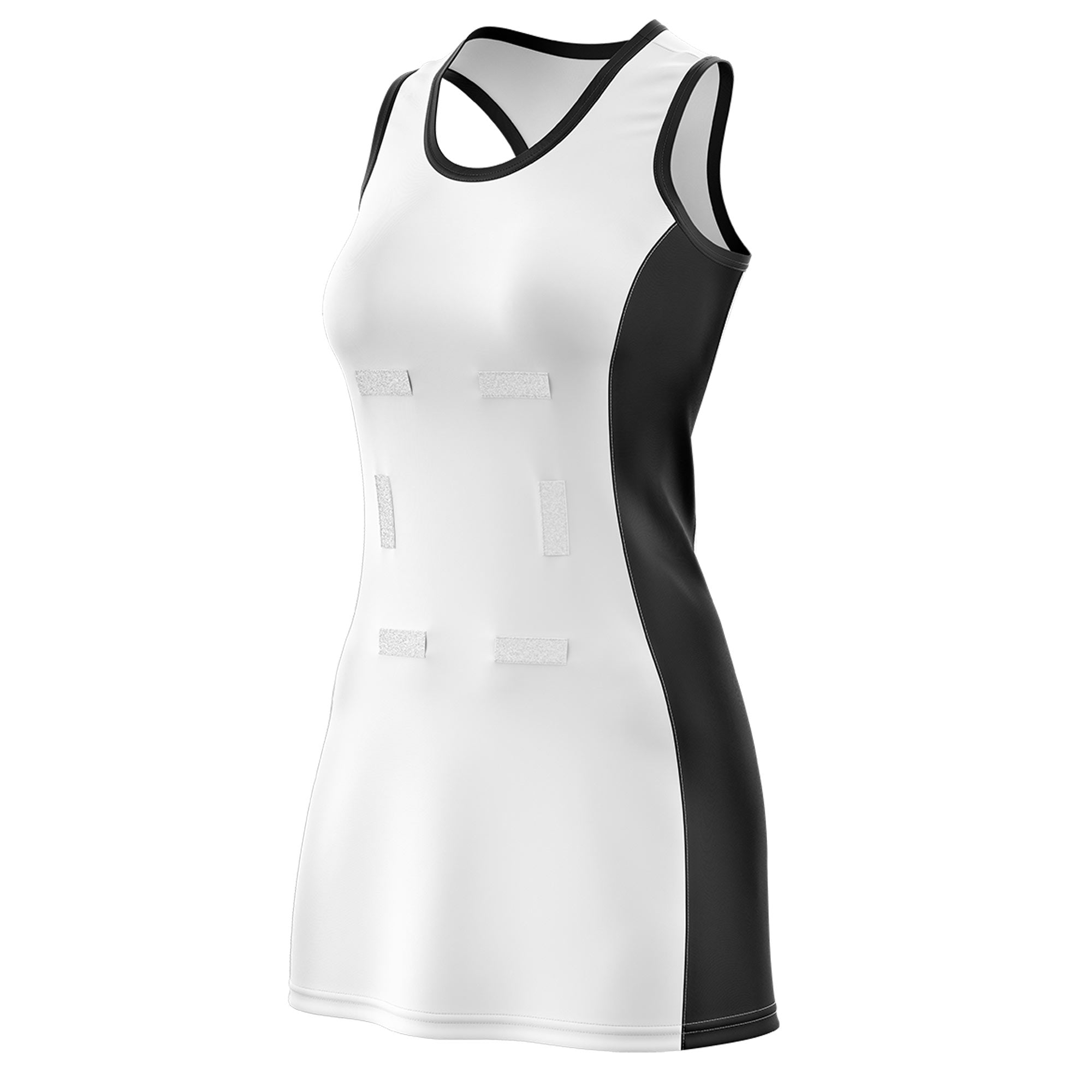 Custom White Black Color Block Two Tone Netball Dresses