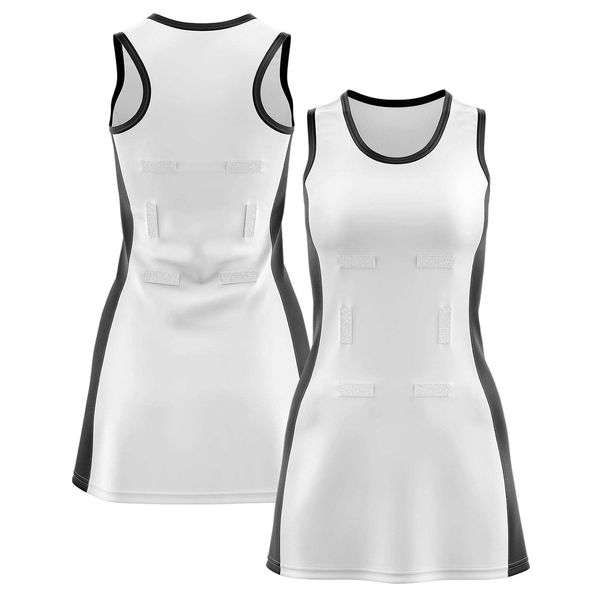 Custom White Black Color Block Two Tone Netball Dresses