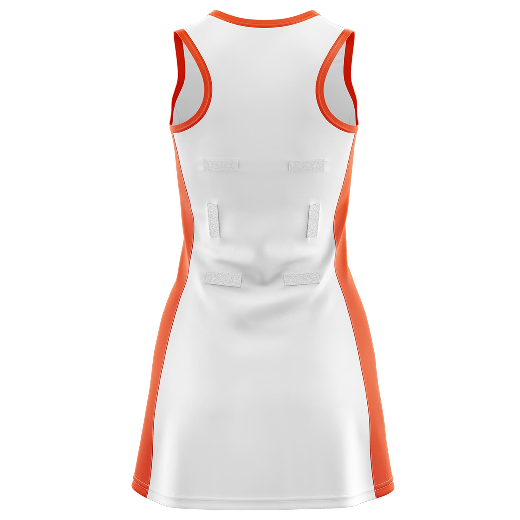Custom White Orange Color Block Two Tone Netball Dresses