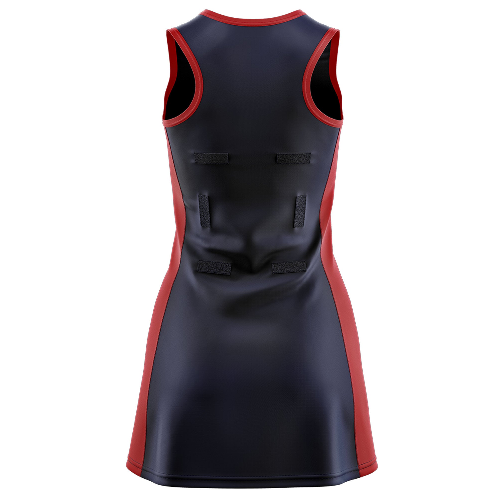 Custom Navy Red Color Block Two Tone Netball Dresses