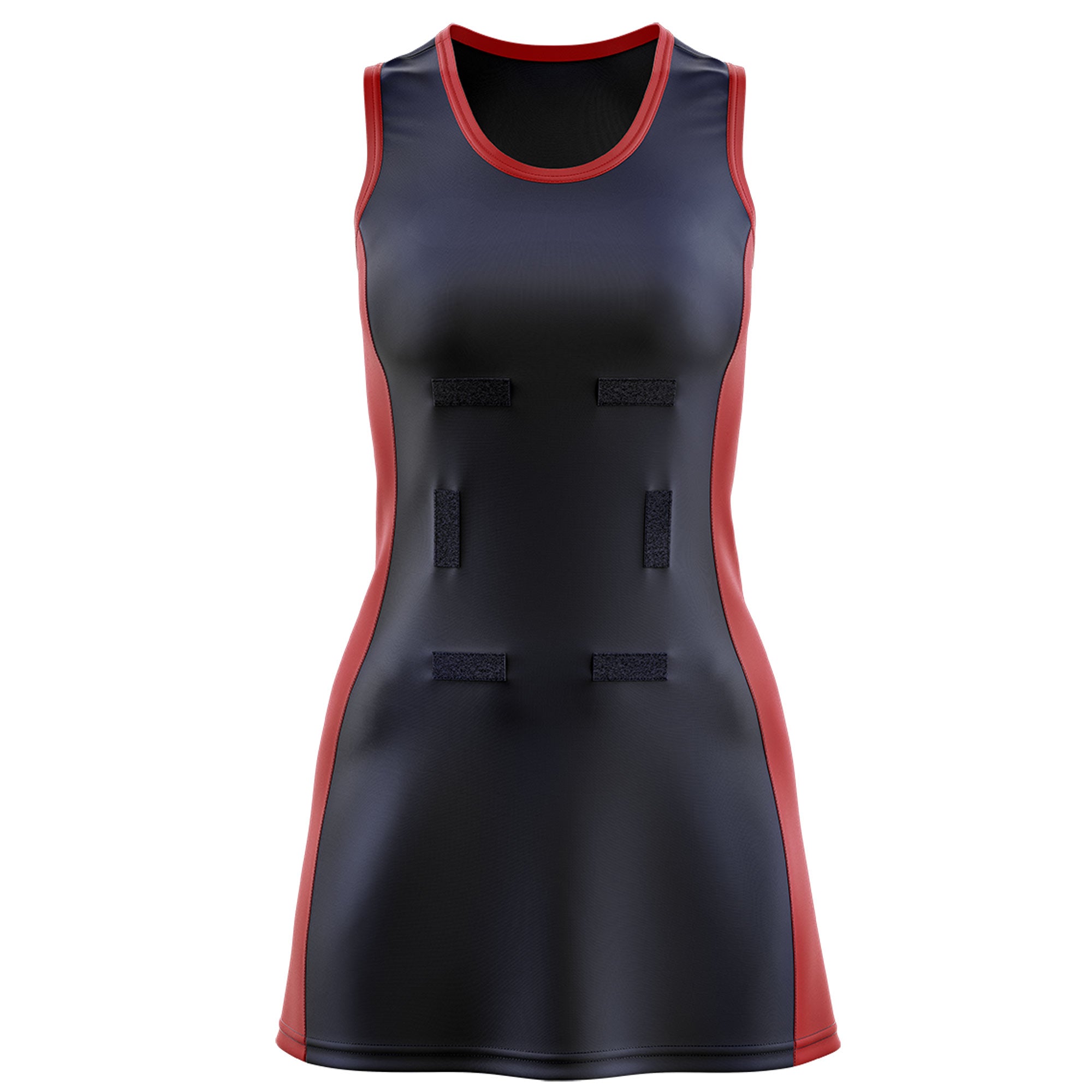 Custom Navy Red Color Block Two Tone Netball Dresses