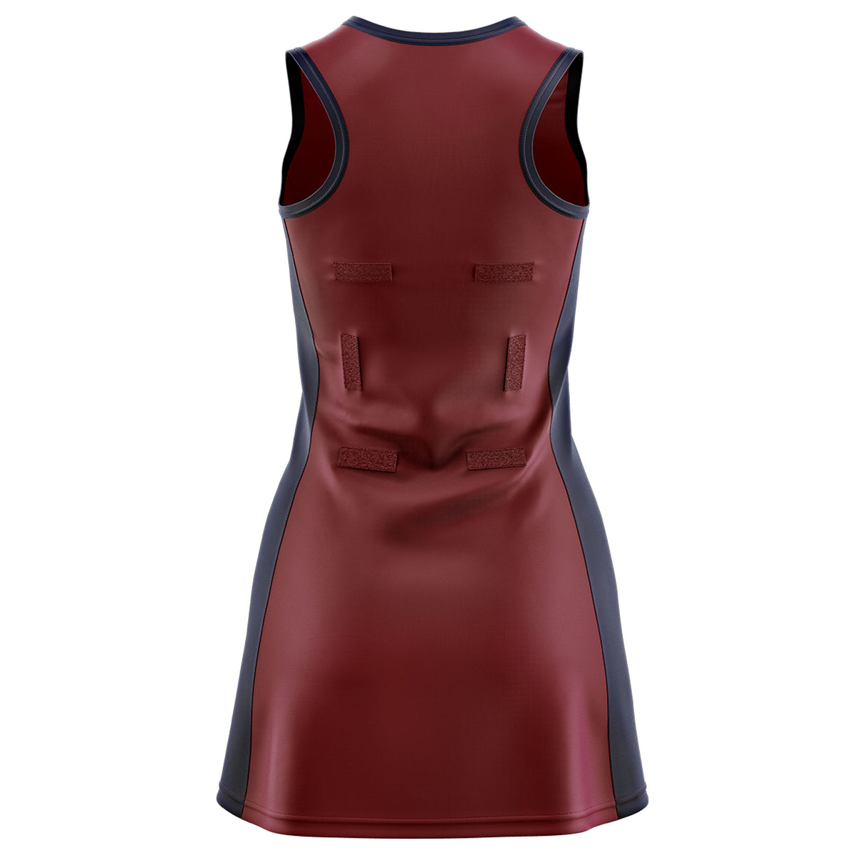 Custom Maroon Navy Color Block Two Tone Netball Dresses