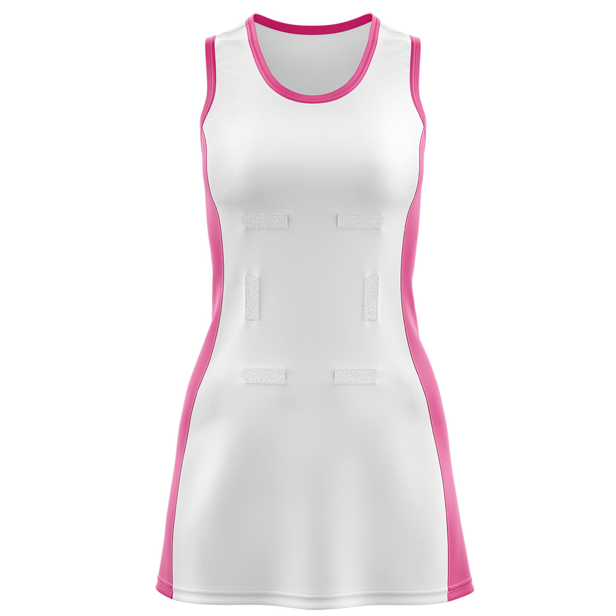 Custom White Pink Color Block Two Tone Netball Dresses