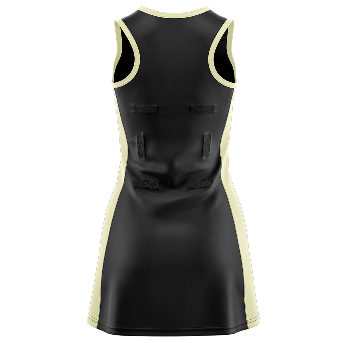 Custom Black Cream Color Block Two Tone Netball Dresses