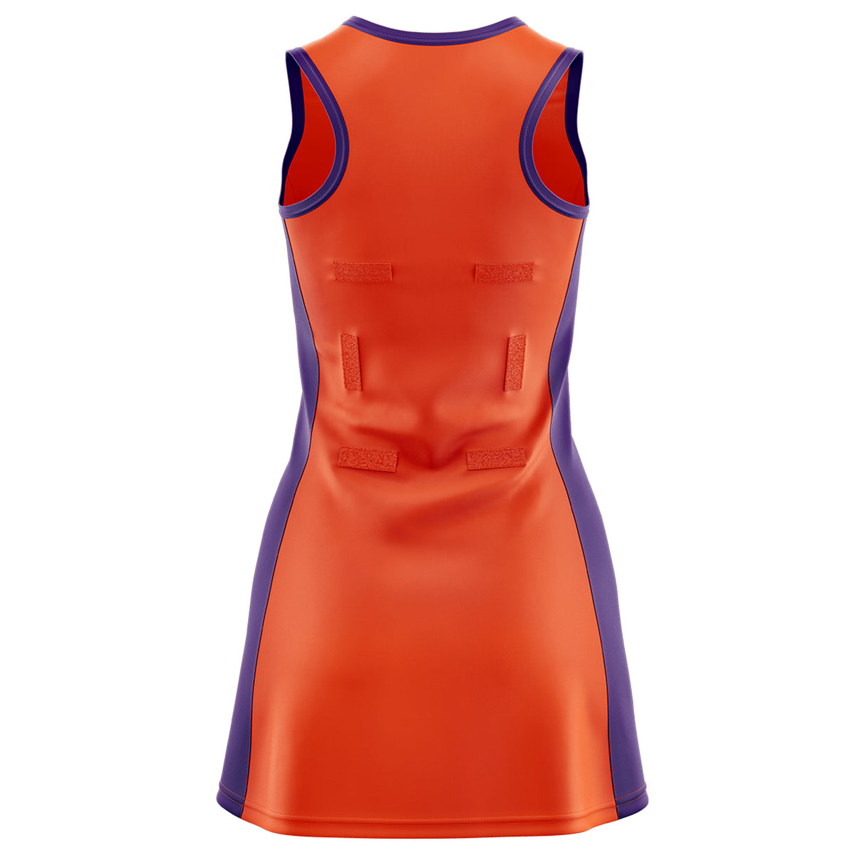 Custom Orange Purple Color Block Two Tone Netball Dresses