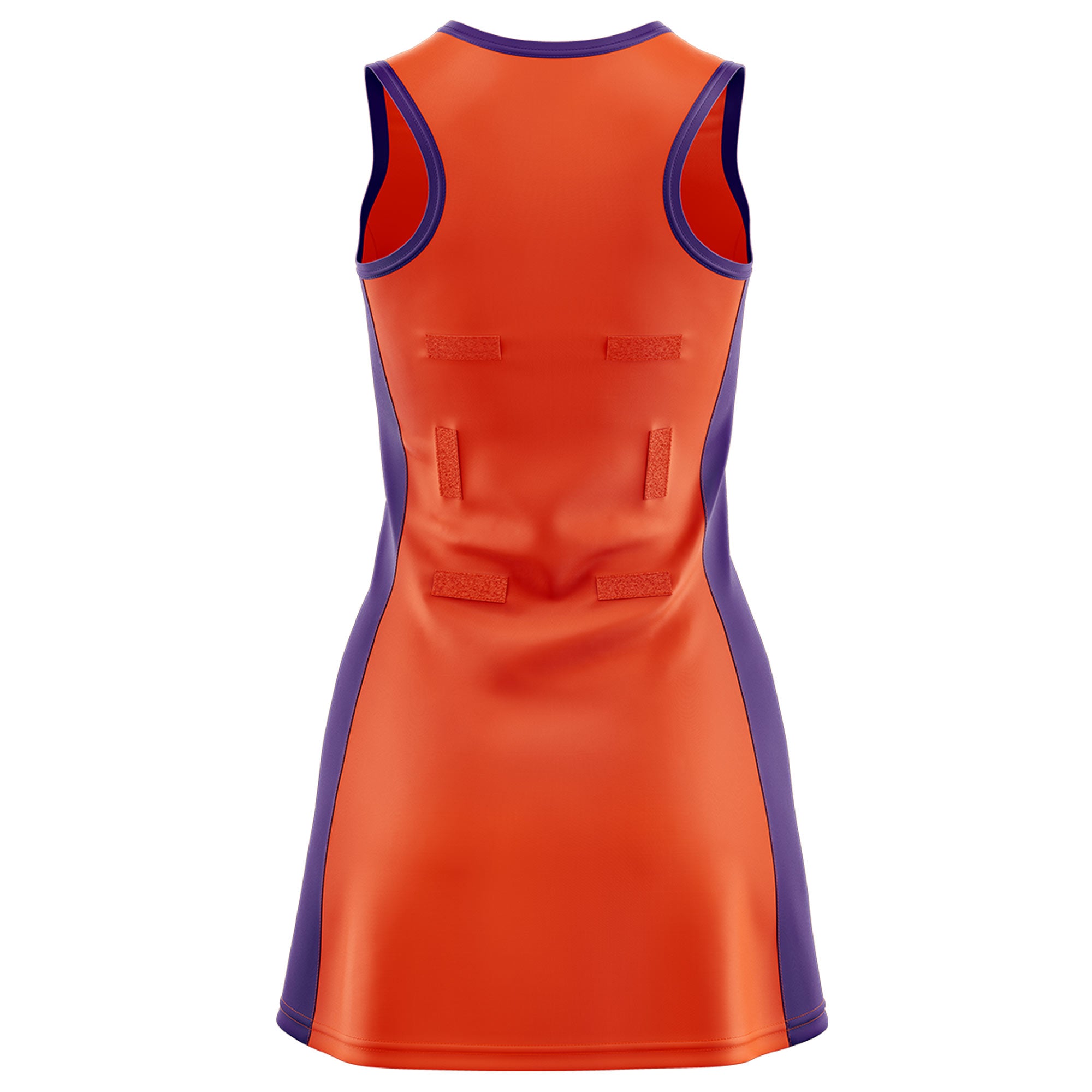 Custom Orange Purple Color Block Two Tone Netball Dresses