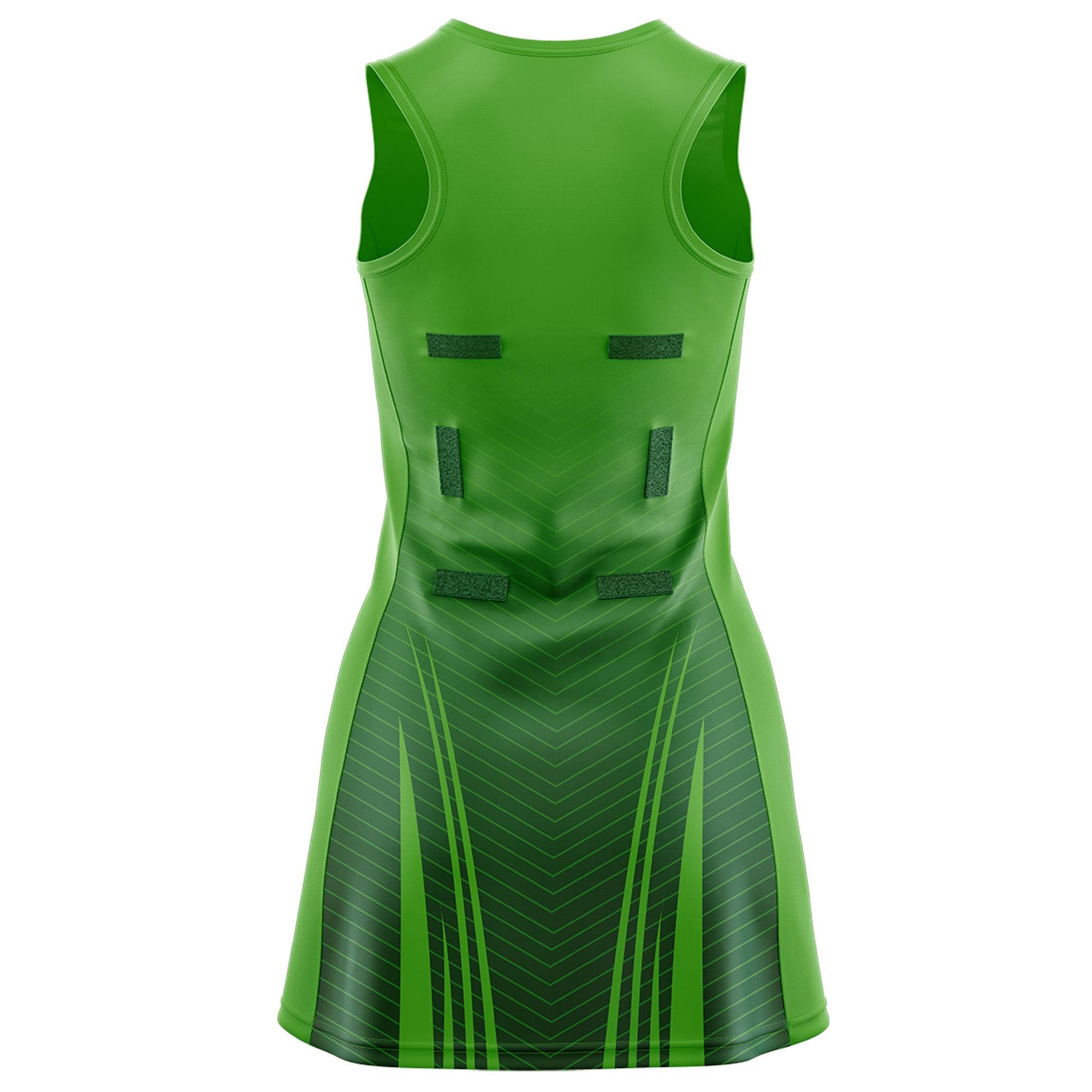 Custom Light Green Green Netball Dresses With Diagonal Lines And Jagged Texture Patterns