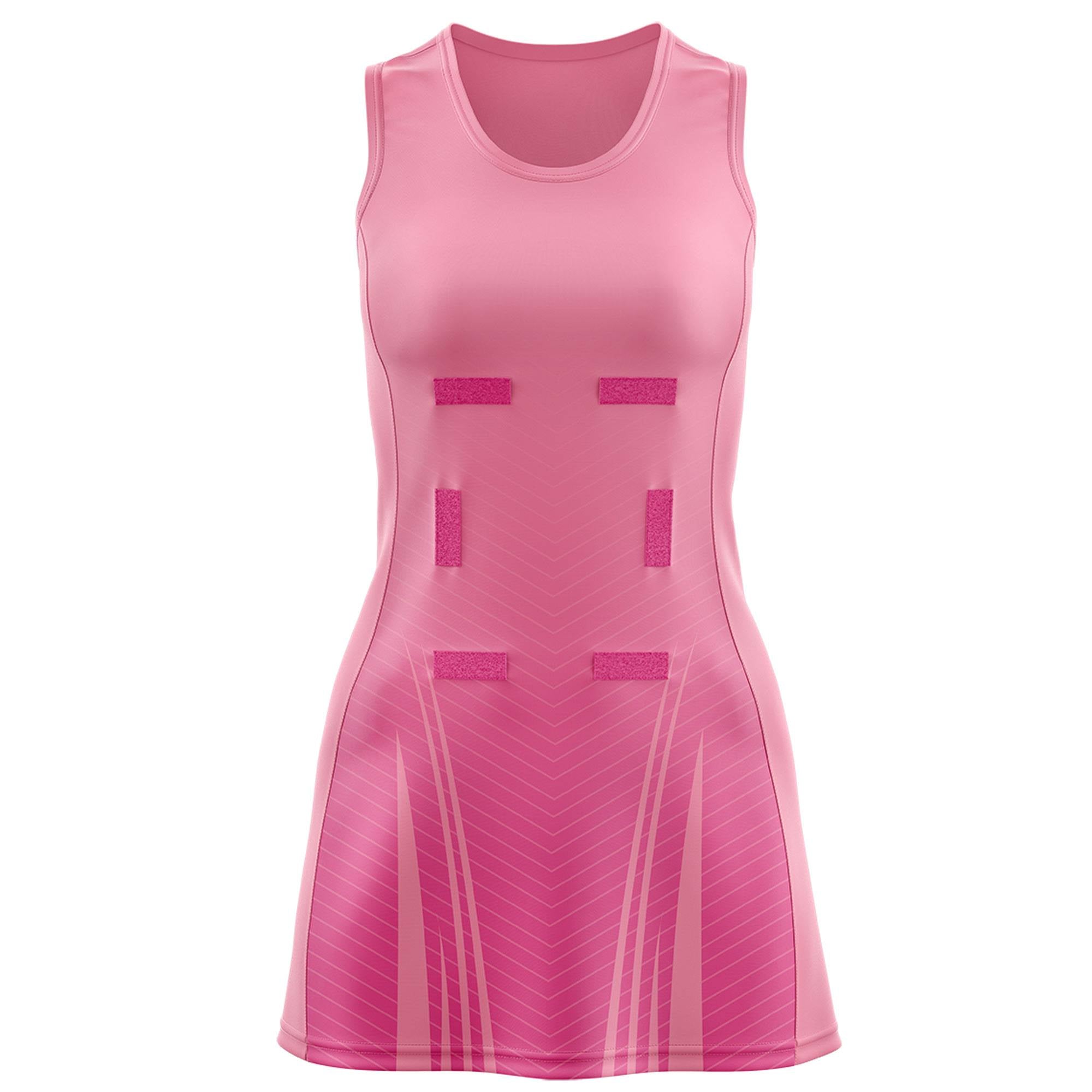 Custom Light Pink Pink Netball Dresses With Diagonal Lines And Jagged Texture Patterns