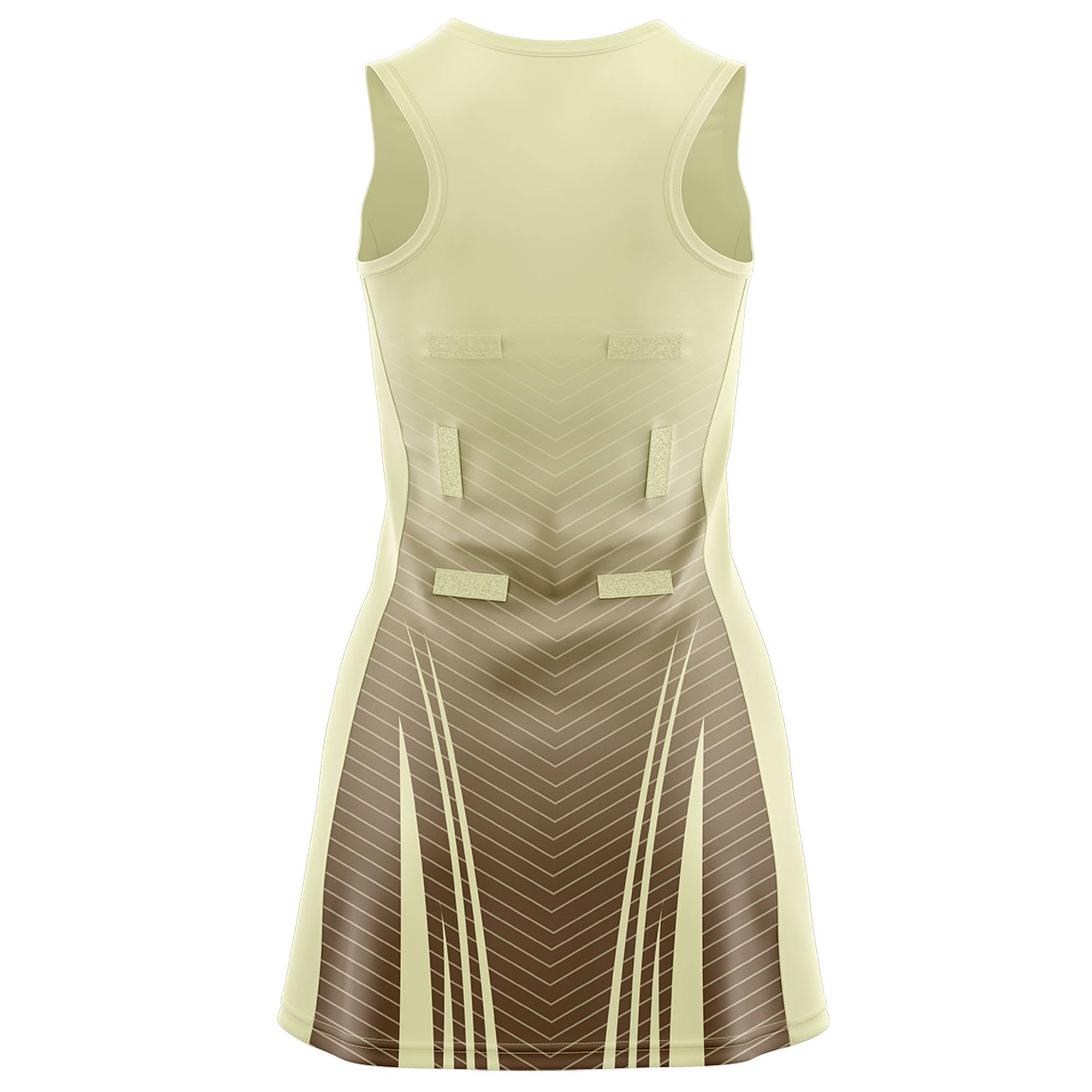 Custom Cream Light Brown Netball Dresses With Diagonal Lines And Jagged Texture Patterns