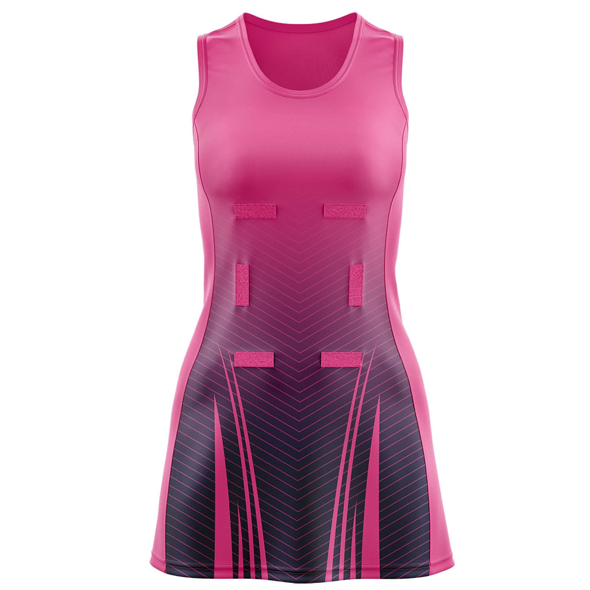 Custom Rose Red Navy Netball Dresses With Diagonal Lines And Jagged Texture Patterns