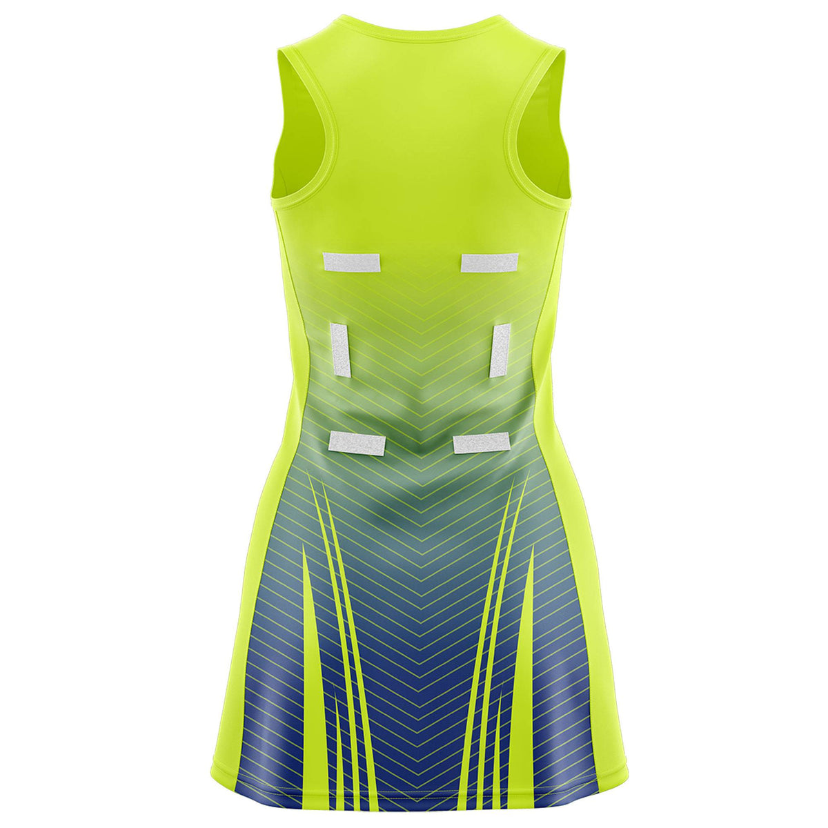 Custom Fluorescent Green Royal Netball Dresses With Diagonal Lines And Jagged Texture Patterns