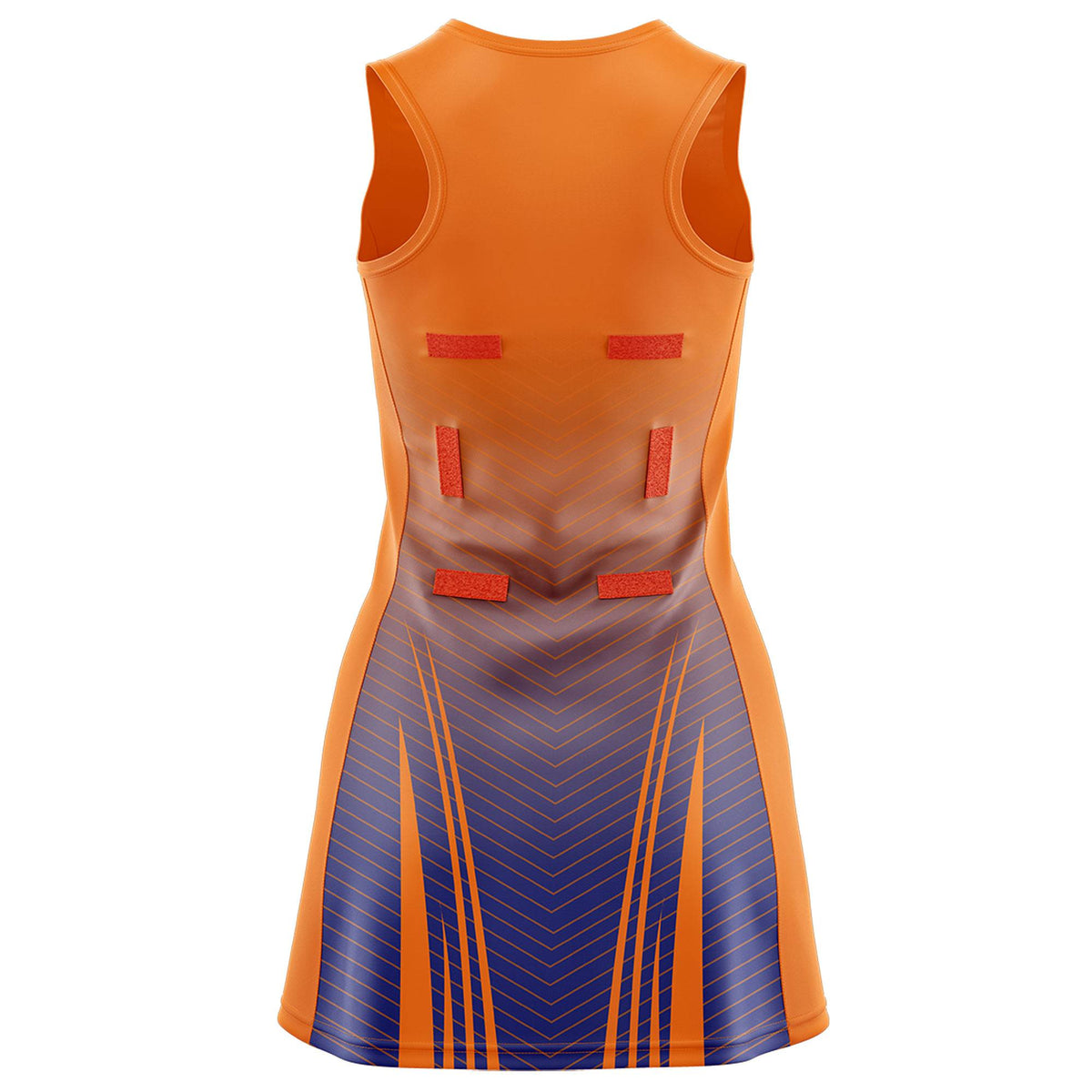 Custom Orange Royal Netball Dresses With Diagonal Lines And Jagged Texture Patterns