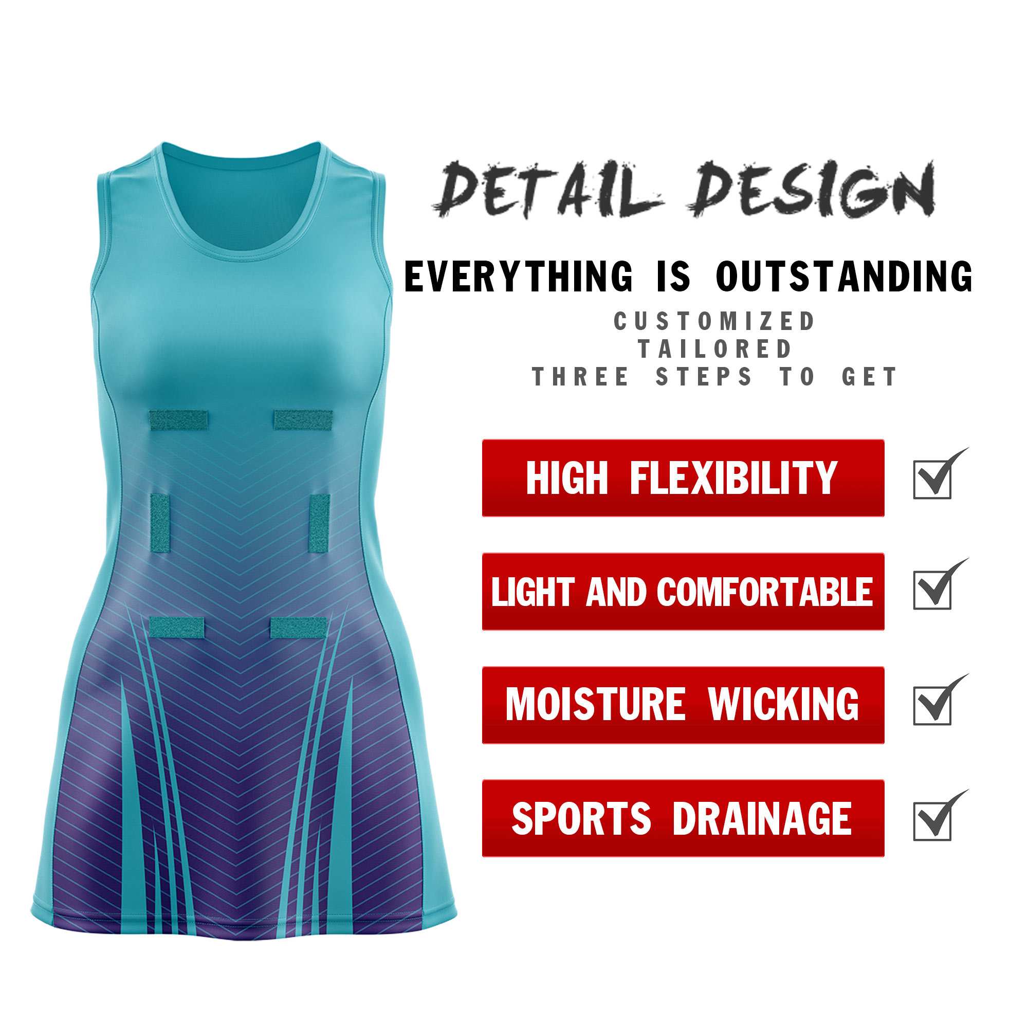 Custom Aqua Purple Netball Dresses With Diagonal Lines And Jagged Texture Patterns