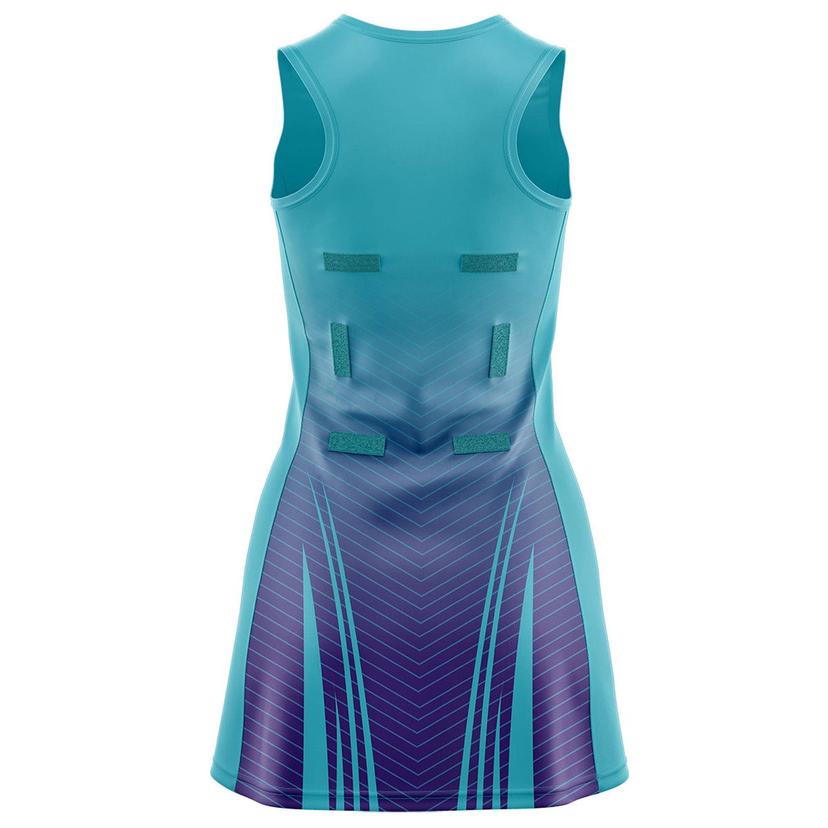 Custom Aqua Purple Netball Dresses With Diagonal Lines And Jagged Texture Patterns