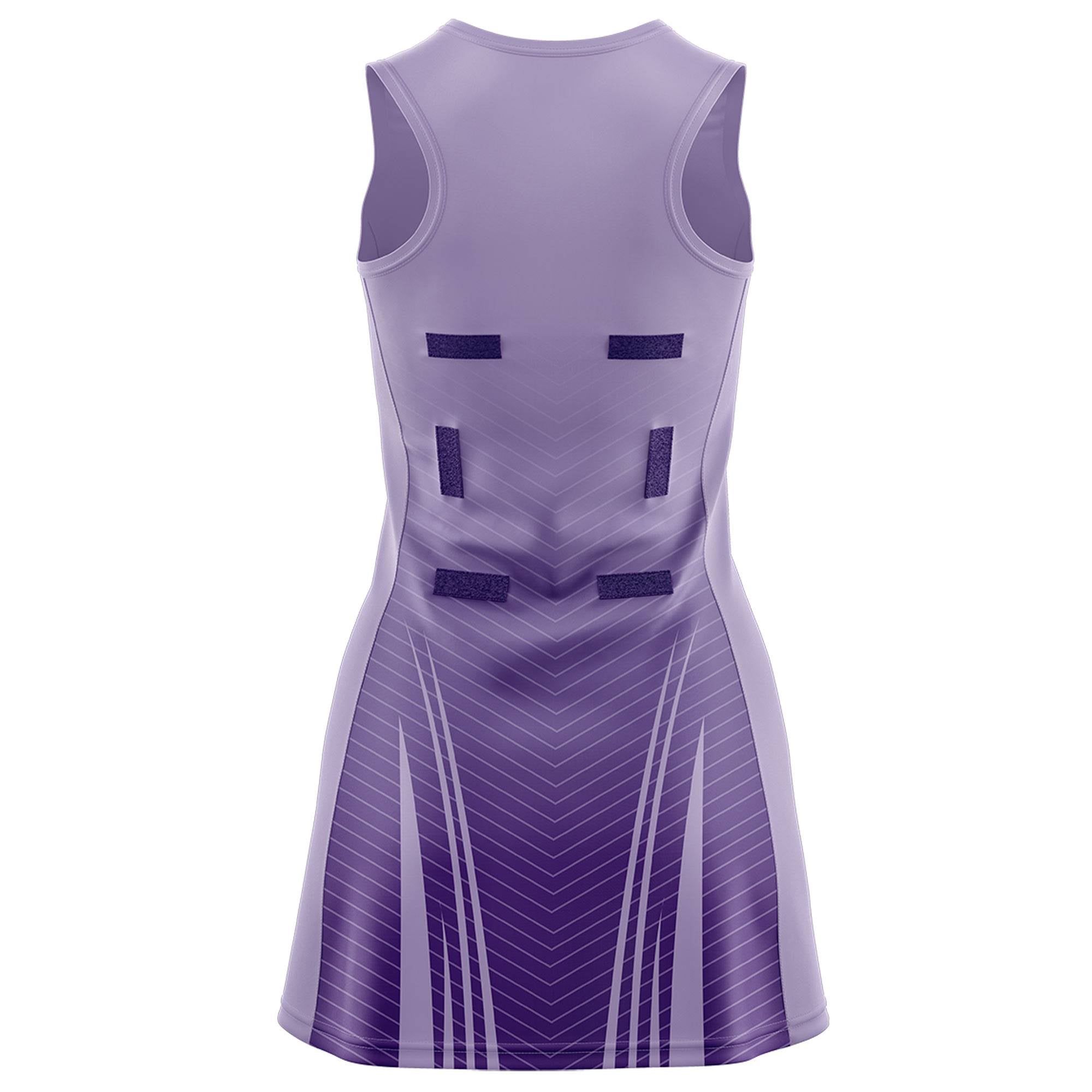 Custom Light Purple Purple Netball Dresses With Diagonal Lines And Jagged Texture Patterns