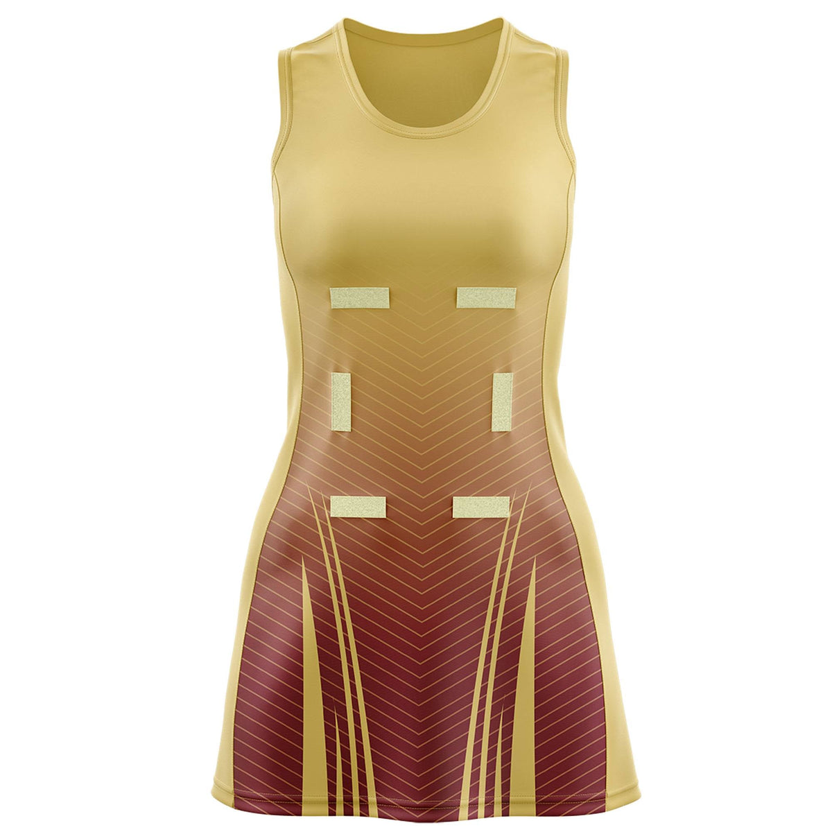 Custom Khaki Crimson Netball Dresses With Diagonal Lines And Jagged Texture Patterns