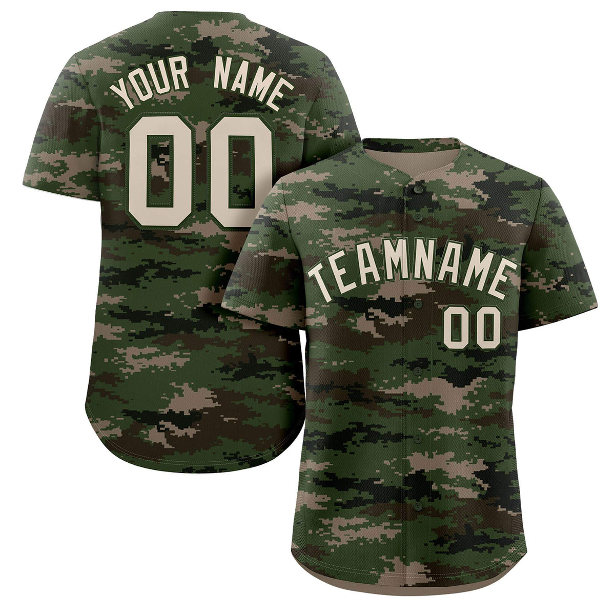 Custom Camo Green Authentic Baseball Jersey