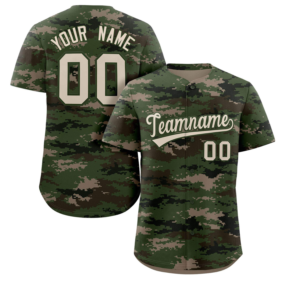 Custom Camo Green Authentic Baseball Jersey