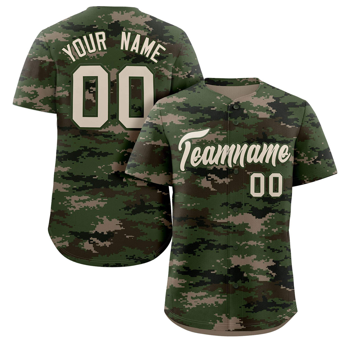 Custom Camo Green Authentic Baseball Jersey