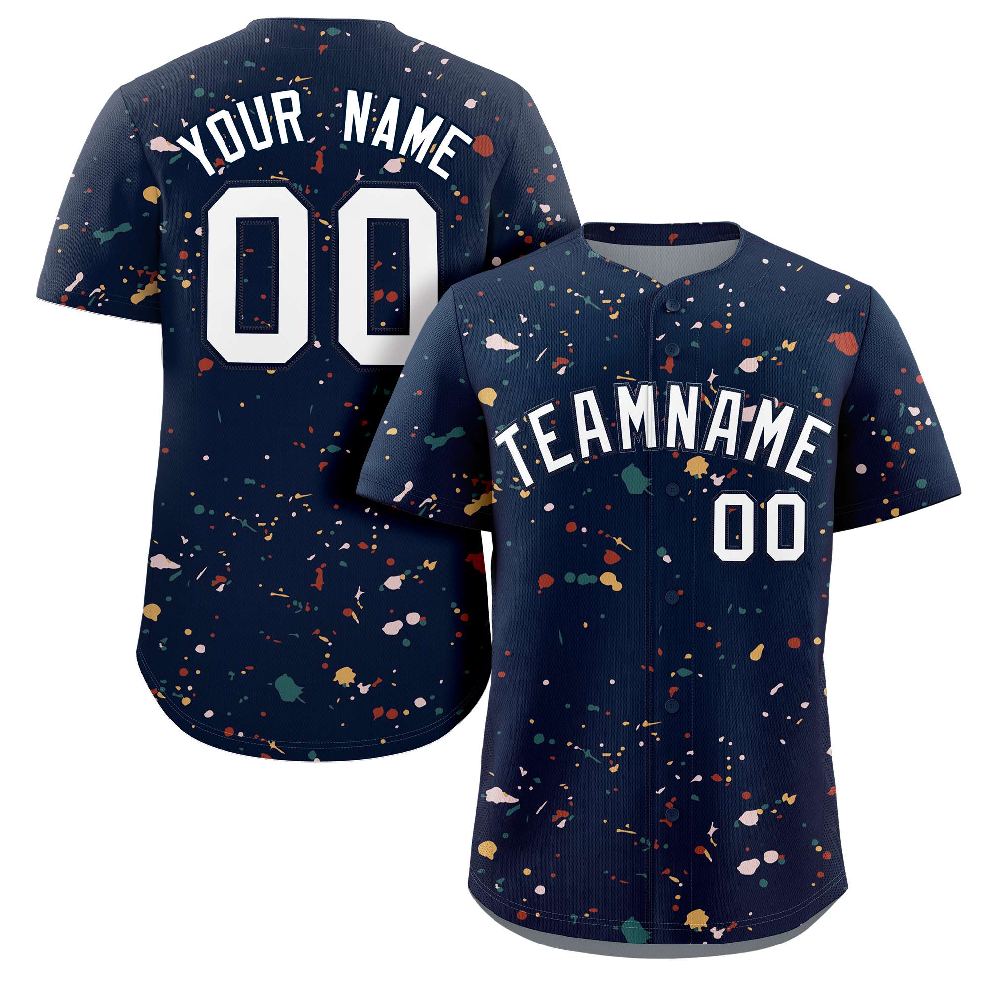 Custom Navy White Splash Graffiti Pattern Authentic Baseball Jersey
