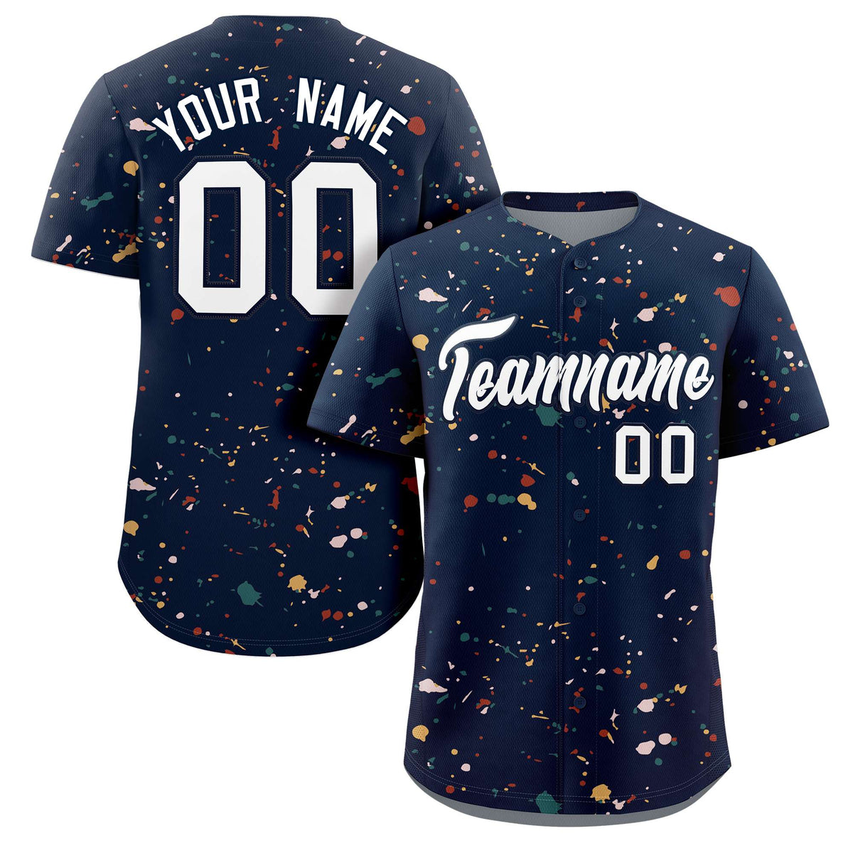 Custom Navy White Splash Graffiti Pattern Authentic Baseball Jersey