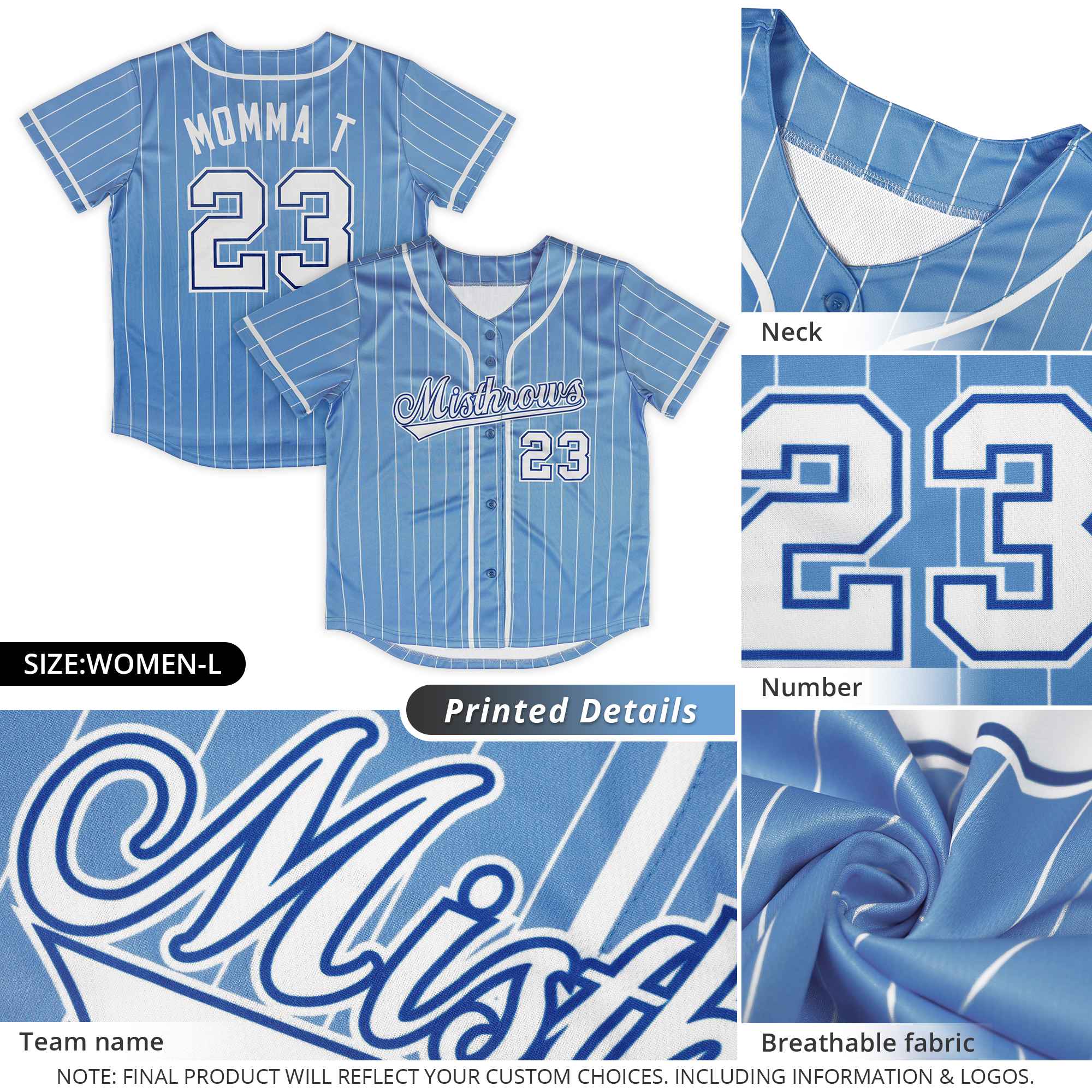 Custom White Black Stripe Fashion Design Full Button Authentic Baseball Jersey