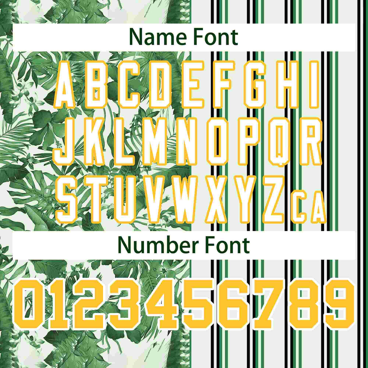 Custom Green Gold Hawaii Tropical Flower Stripe Fashion Baseball Jersey