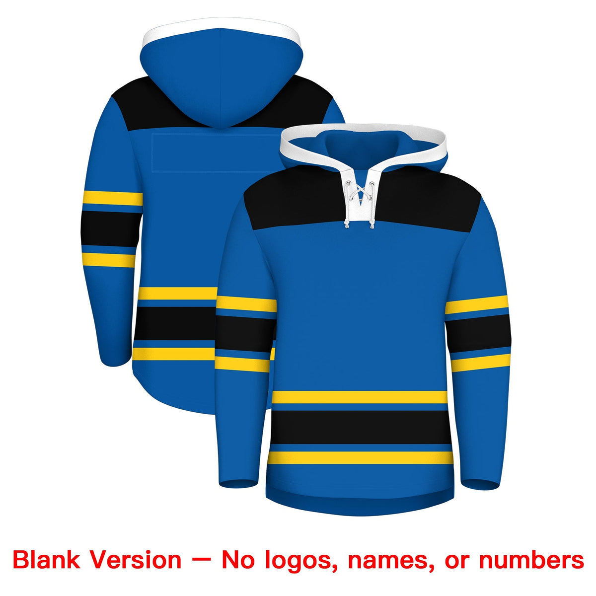 Custom Hockey Hoodie Jersey Royal Black Raglan Sleeves Lace-Up Neck Personalized Jersey for Men &amp; Youth