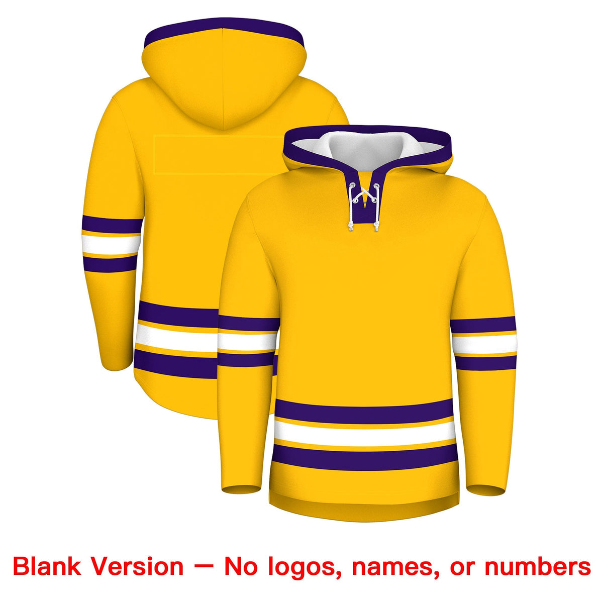Custom Hockey Hoodie Jersey Gold Purple Classic Style Add Name,Number&amp;Logo