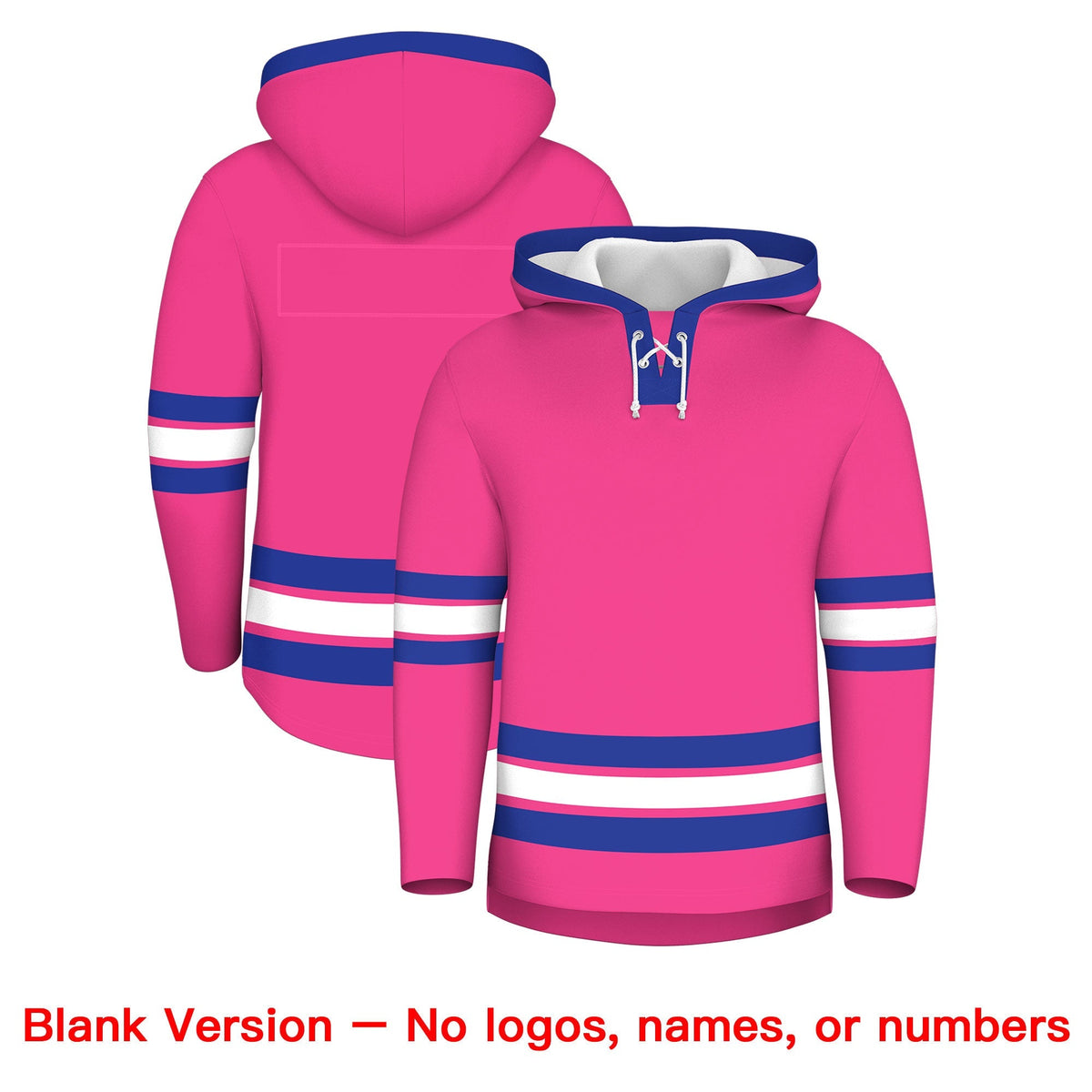 Custom Hockey Hoodie Jersey Pink Royal Blue Classic Style for Men&amp;Youth
