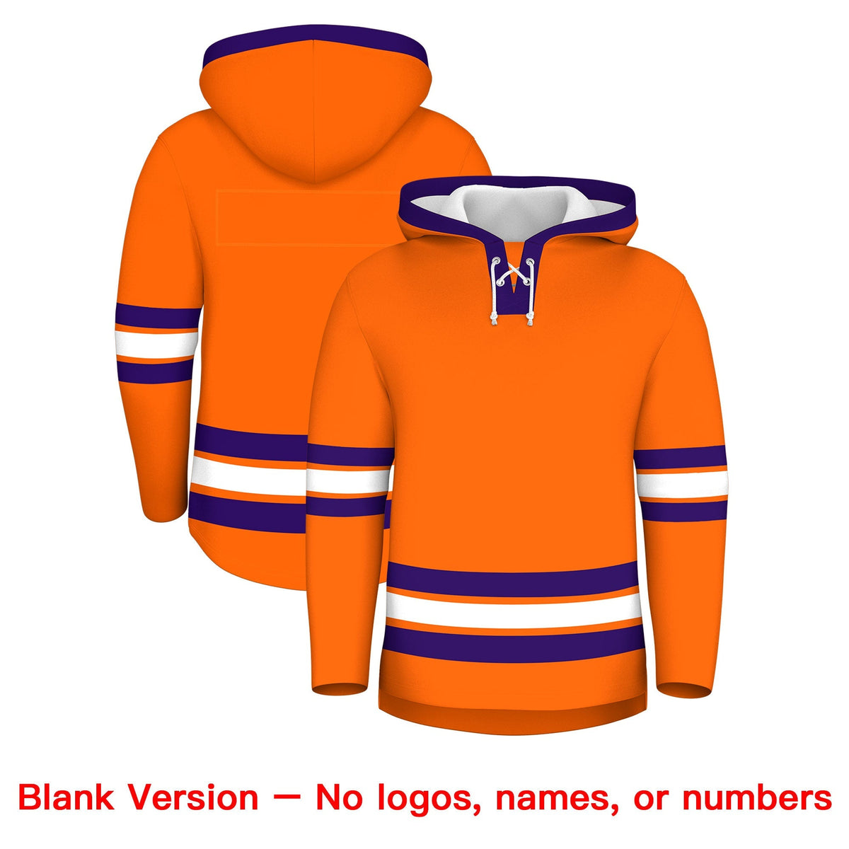 Custom Hockey Hoodie Jersey Orange Purple Classic Style for Men&amp;Youth