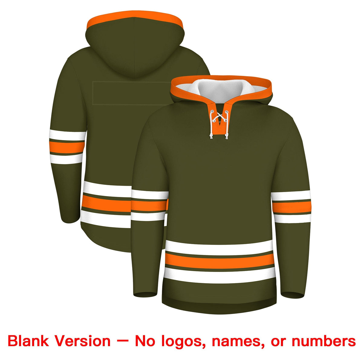 Custom Hockey Hoodie Jersey Olive Orange Classic Style for Men&amp;Youth