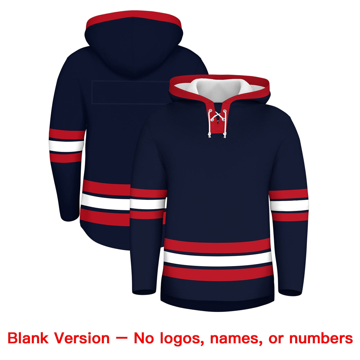 Custom Hockey Hoodie Jersey Navy Red Classic Style for Men&amp;Youth